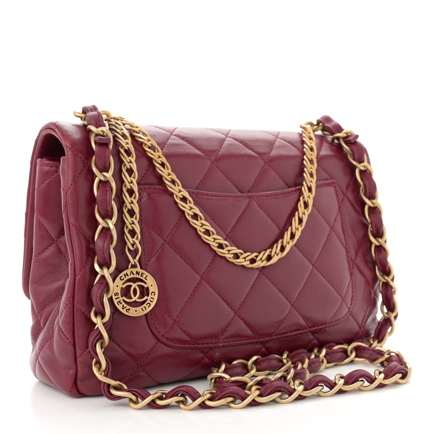 Lambskin Quilted Fancy Jewel Flap Burgundy