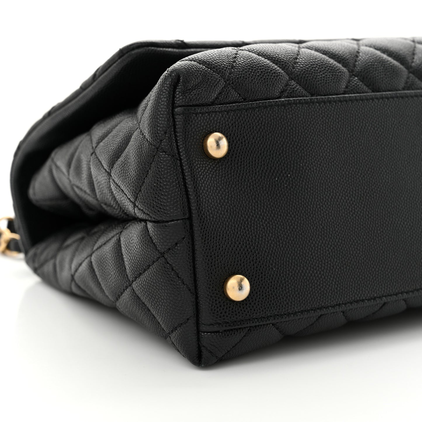 Caviar Quilted Small Coco Handle Flap Black