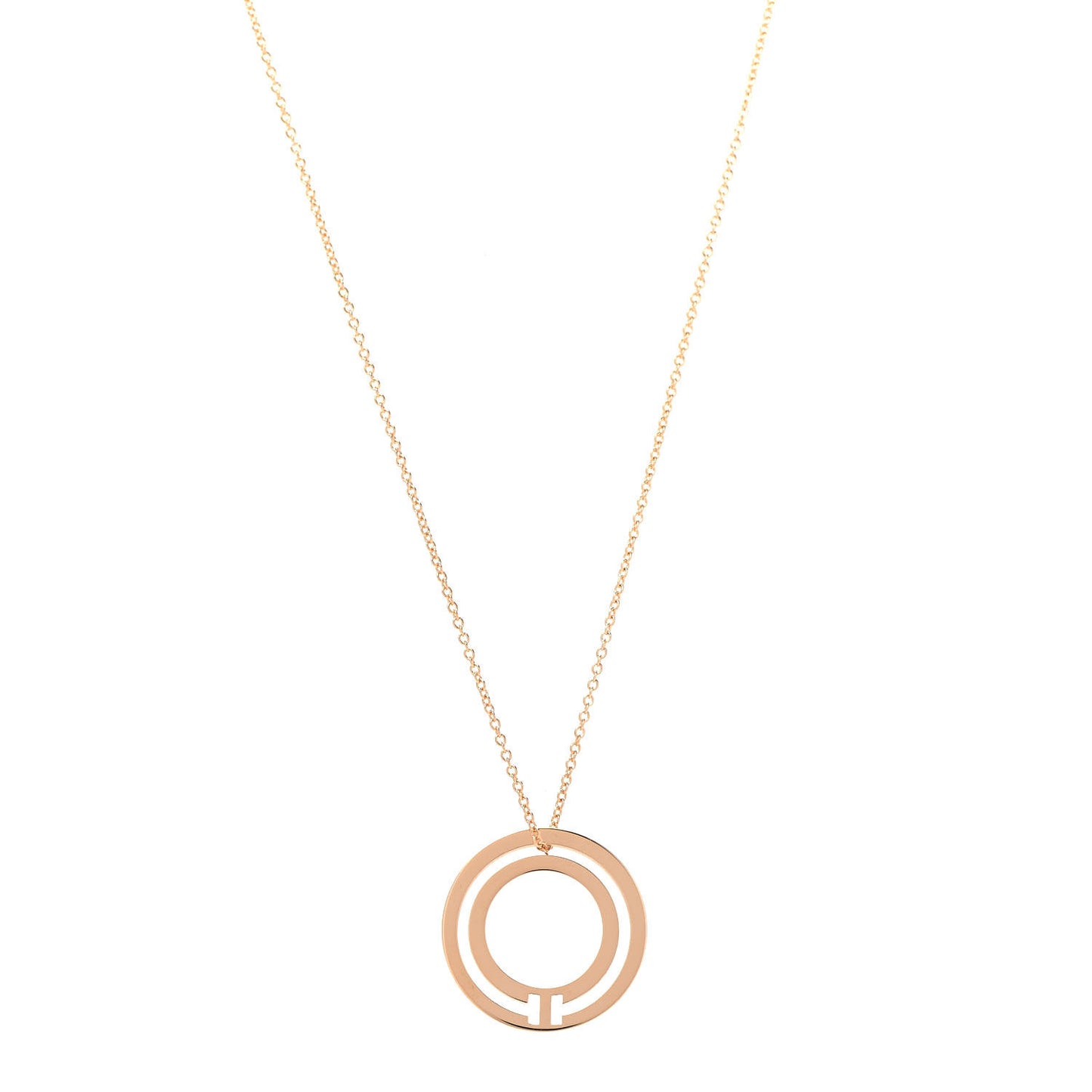 18K Rose Gold T Circle Pendant Necklace