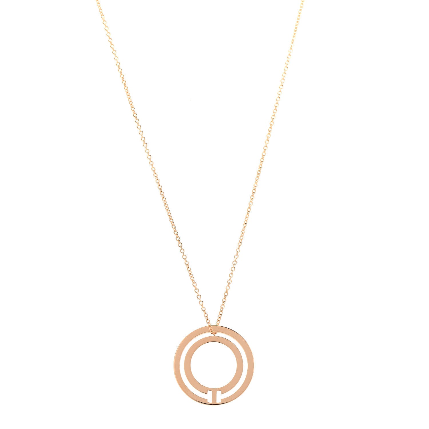 Tiffany 18K Rose Gold T Circle Pendant Necklace 1 of 8