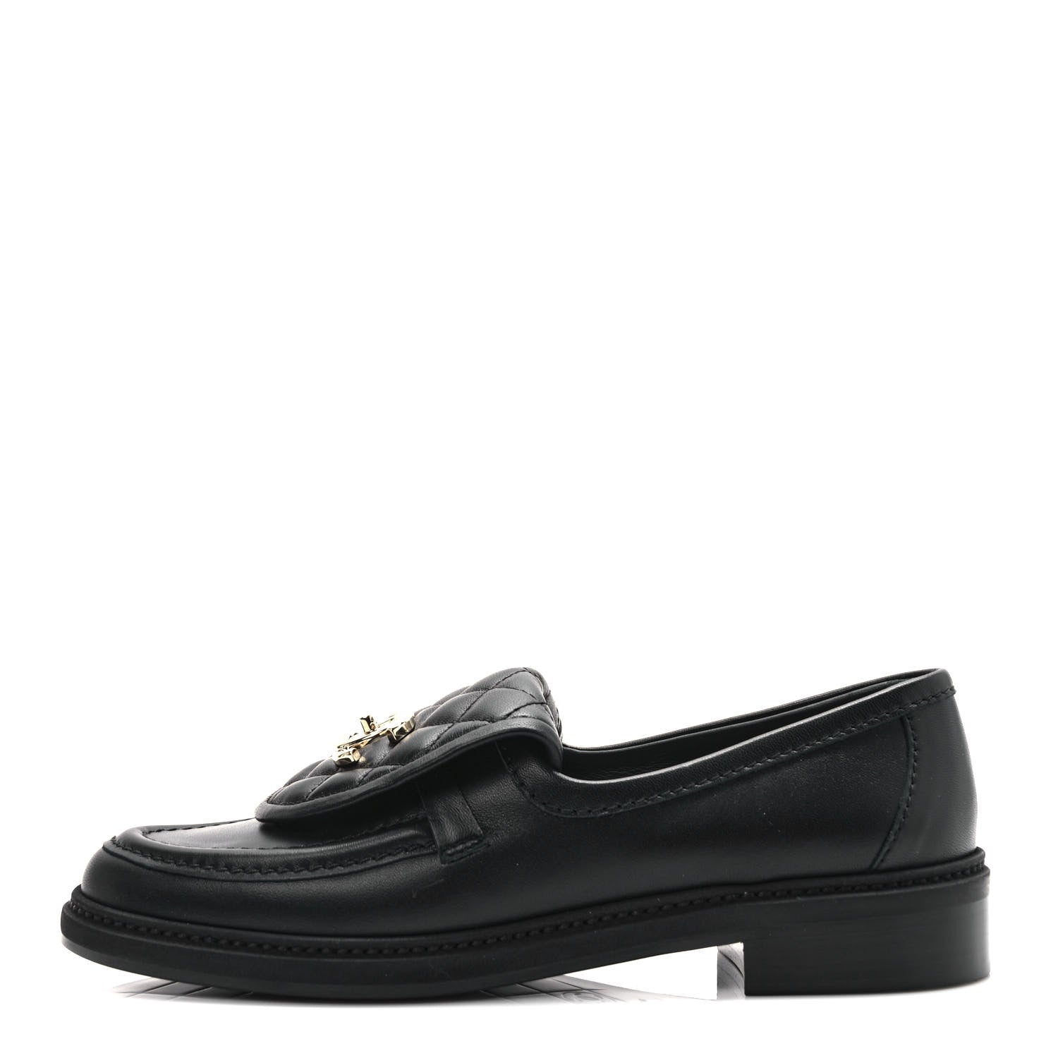 Chanel Lambskin Quilted CC Turnlock Loafers 37.5 Black 1 of 10