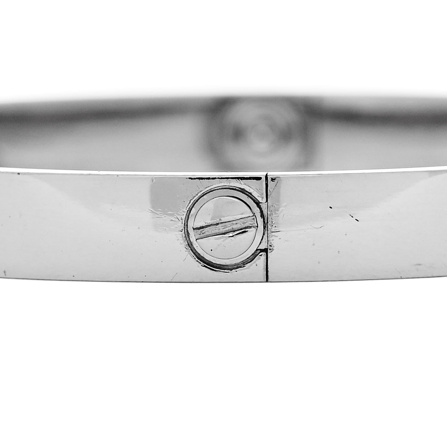 Cartier 18K White Gold LOVE Bracelet 18 4 of 6