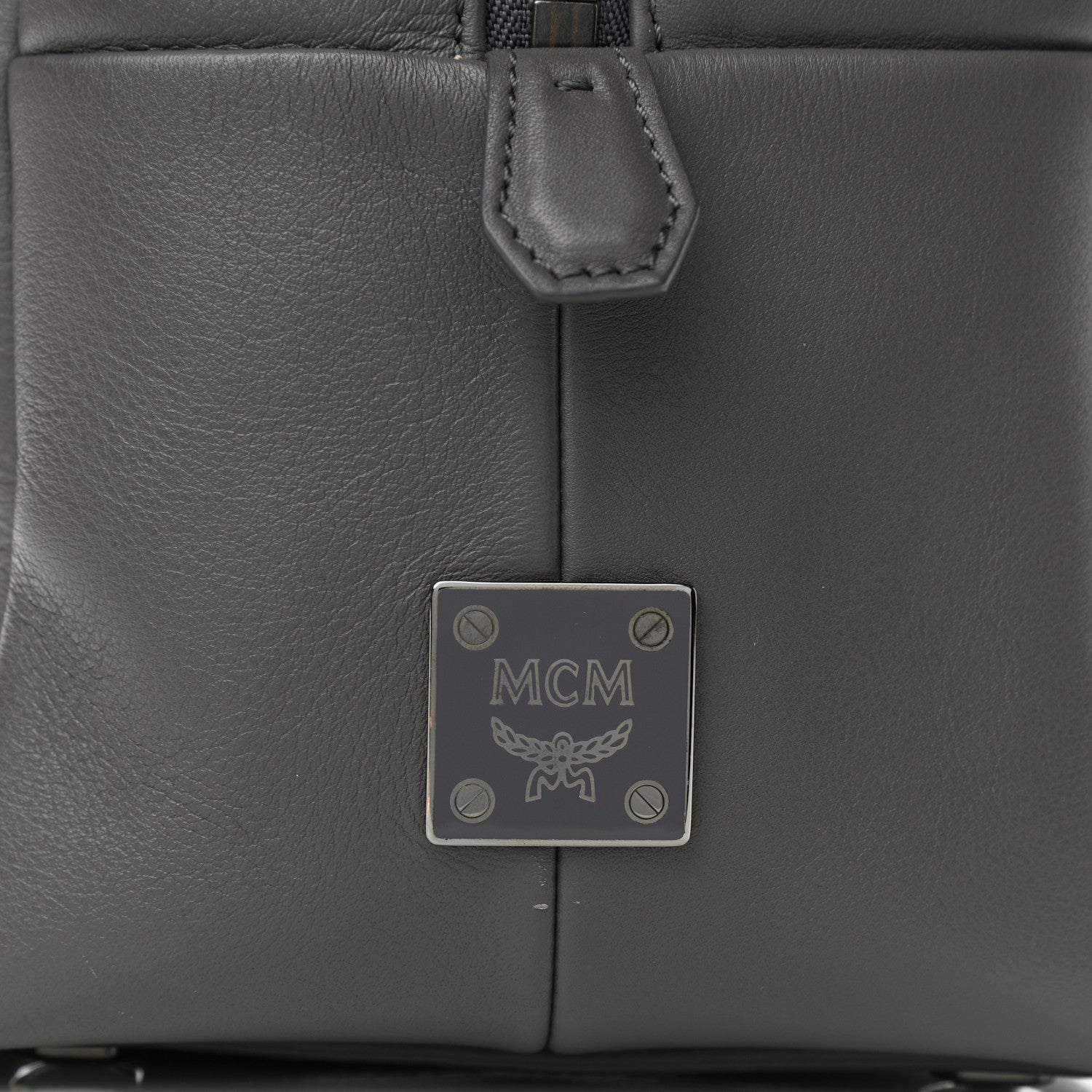 MCM Calfskin Boston Bag Grey 12 of 15