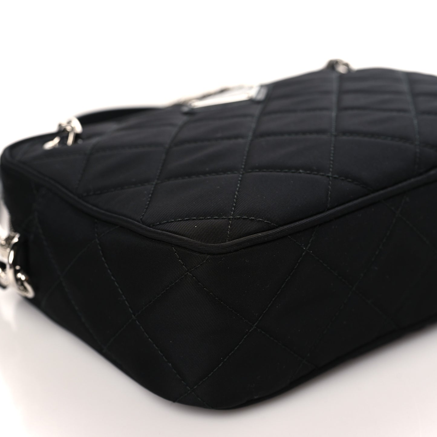 Nylon Tessuto Impuntu Quilted Bandoliera Crossbody Bag Black