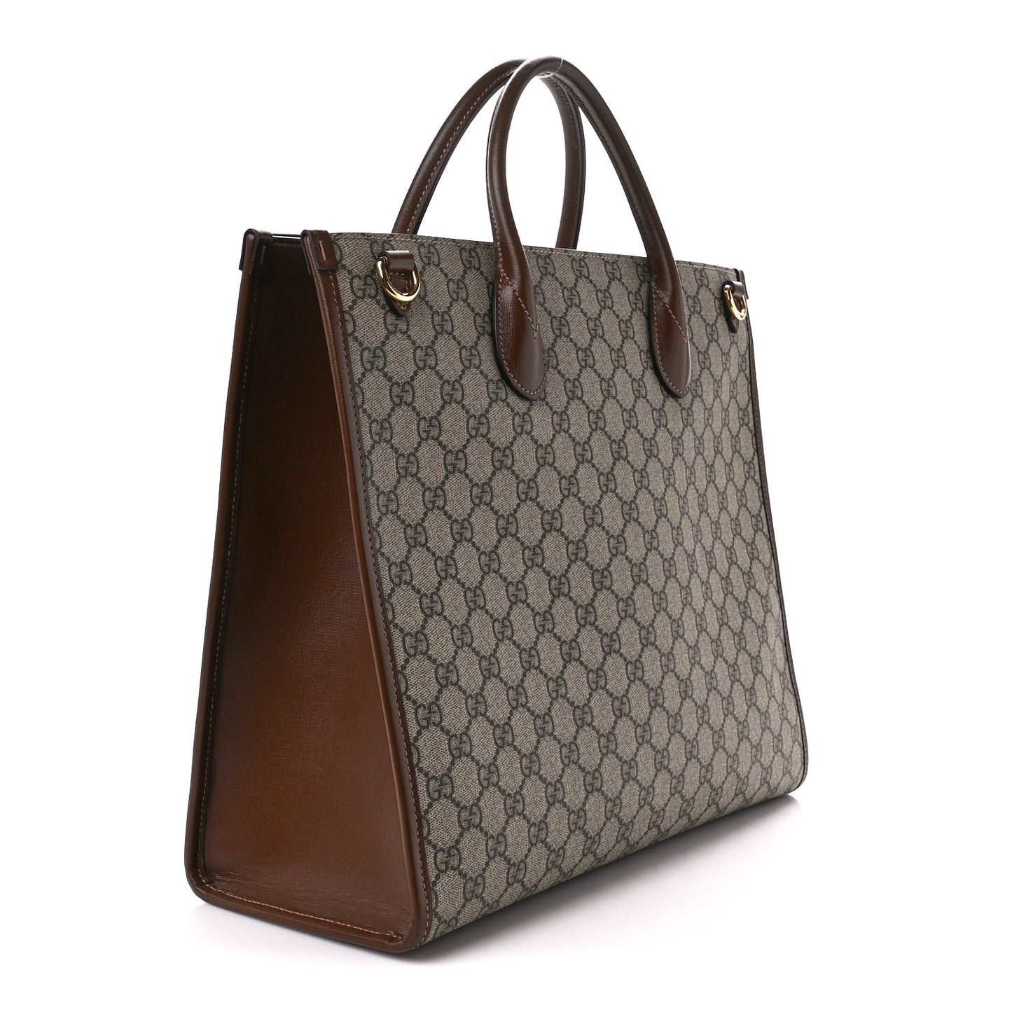 GG Supreme Monogram Azalea Calfskin Medium Retro Interlocking G Tote Bag Beige Ebony Brown Sugar