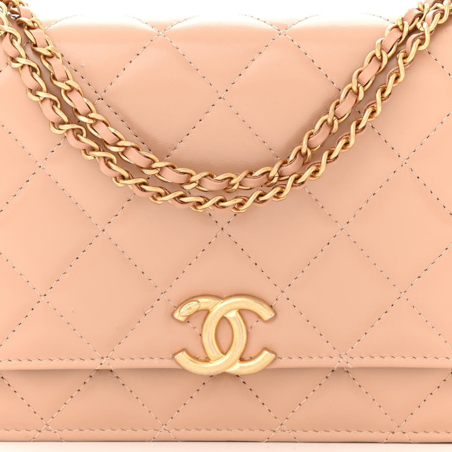 Chanel Calfskin Quilted Perfect Fit Wallet On Chain WOC Beige 9 of 13