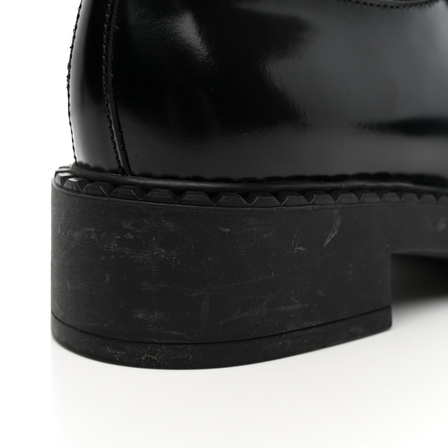 Prada Spazzolato Metal Triangle Logo 50mm Loafers 39 Black 10 of 13