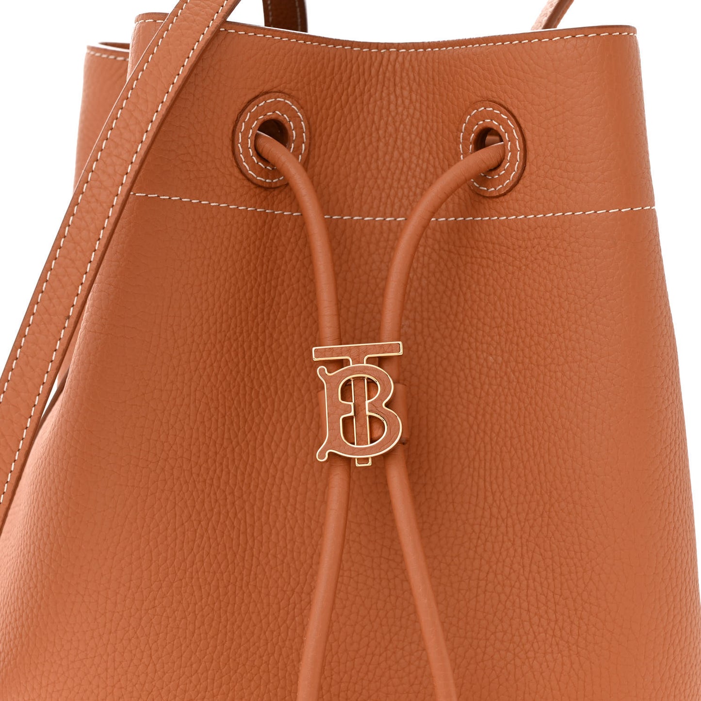 Grainy Calfskin Small TB Bucket Bag Russet Brown