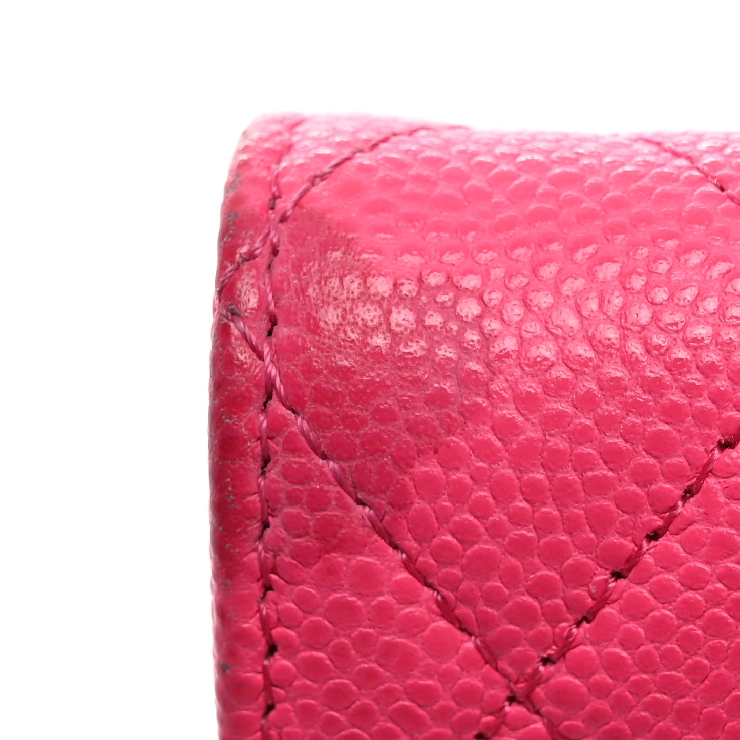 Caviar Quilted Flap Card Holder Wallet Fuchsia