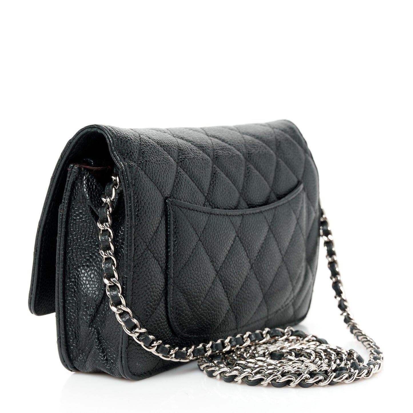 Caviar Quilted Wallet on Chain WOC Black