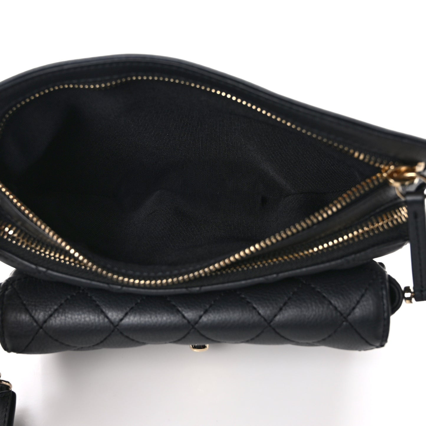 Calfskin Quilted Waist Bag Black