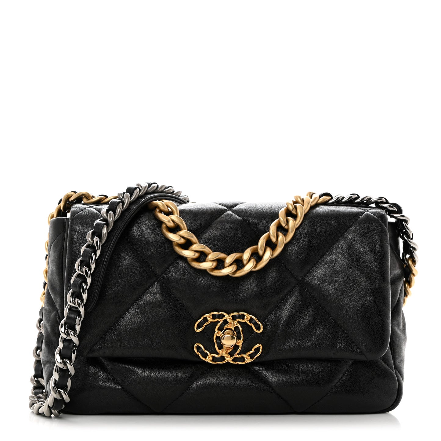 Goatskin Quilted Medium Chanel 19 Flap Black