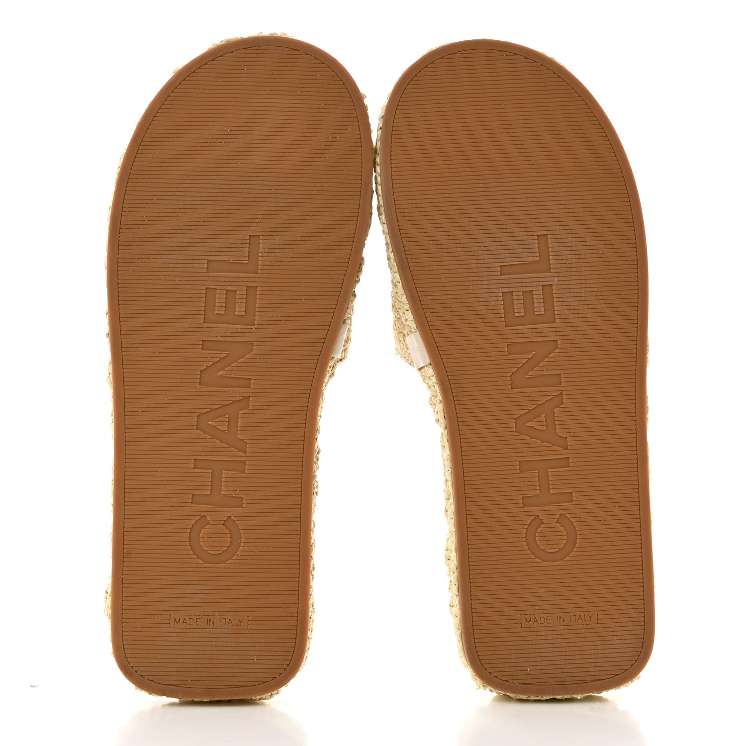 Chanel Raffia CC Espadrille Slip On Sandals 39 Beige 5 of 9