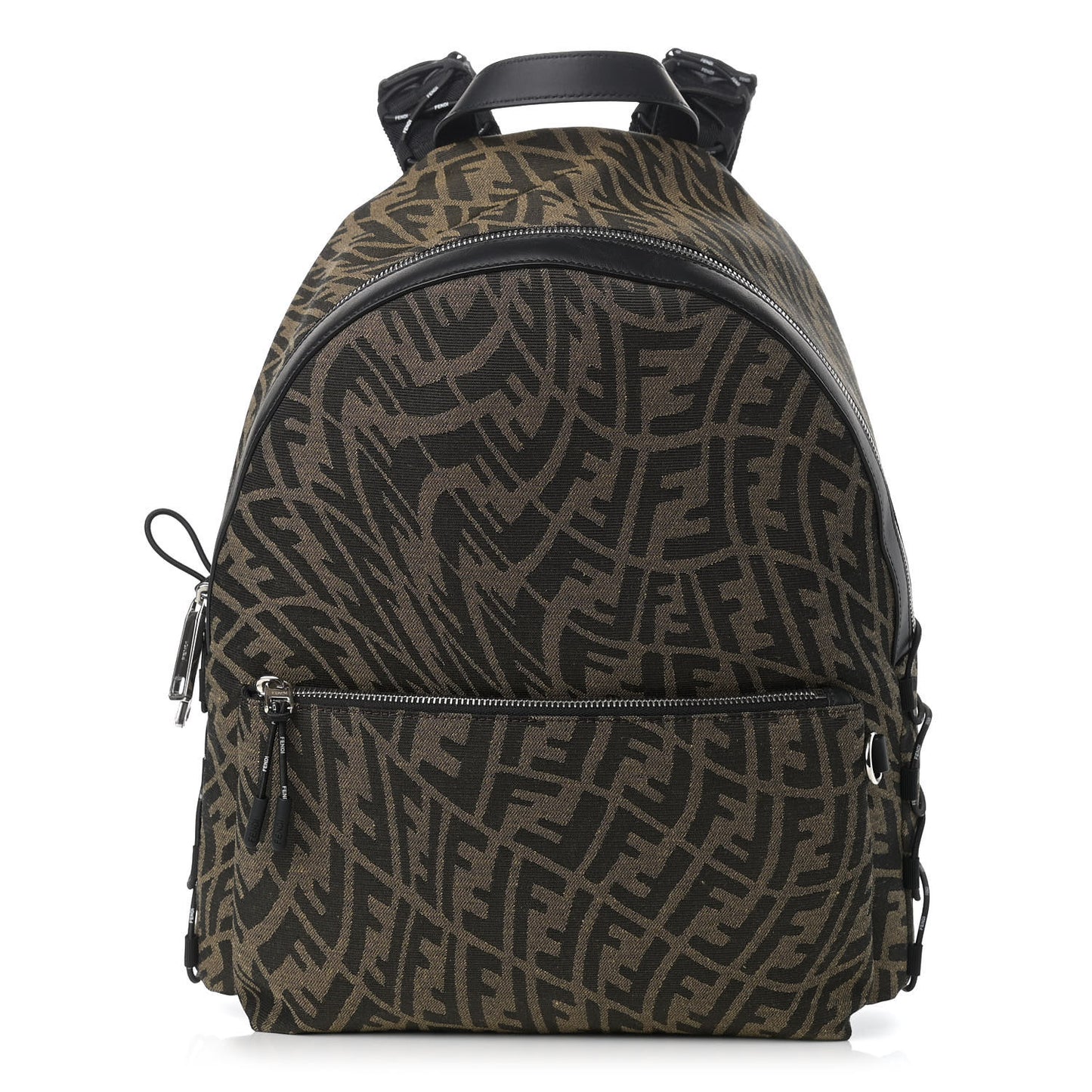 X SARAH COLEMAN Fabric Jacquard Vitello Grace Light Woven Lanyard FF Vertigo Pouch Pocket Backpack Tobacco Moro Black