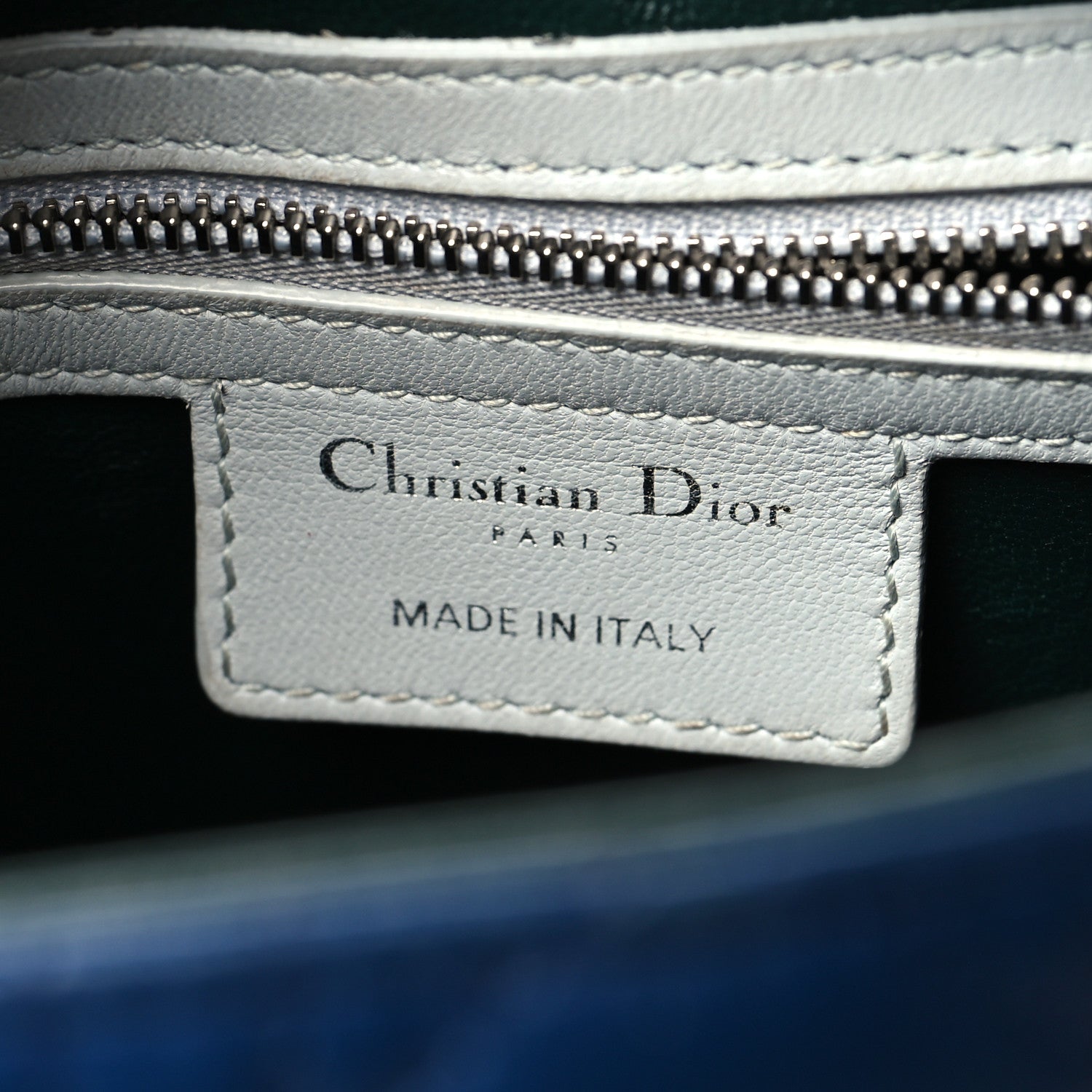 Christian Dior Lambskin Cannage Medium Tri-Color Lady Dior Blue Celeste Deep Green 6 of 11