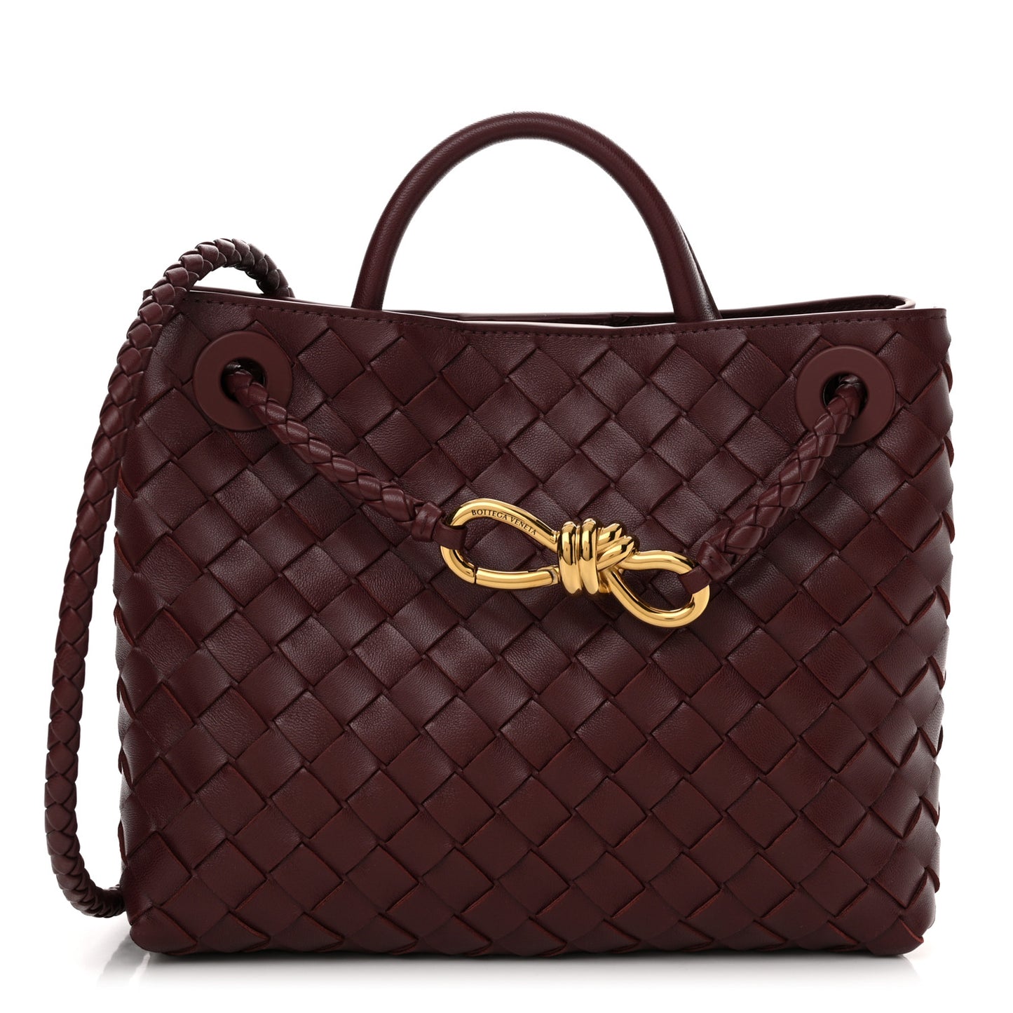 Nappa Intrecciato Small Andiamo Shoulder Bag Barolo