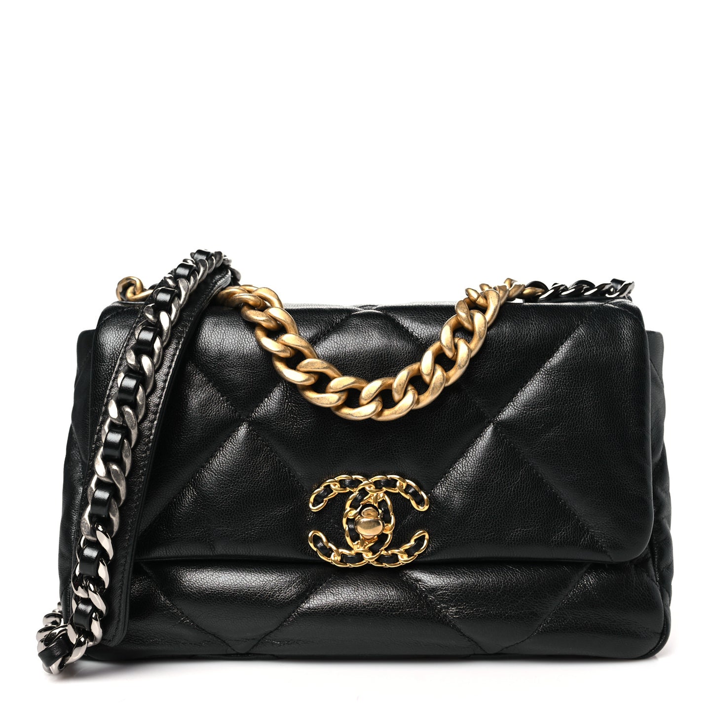 Goatskin Quilted Medium Chanel 19 Flap Black
