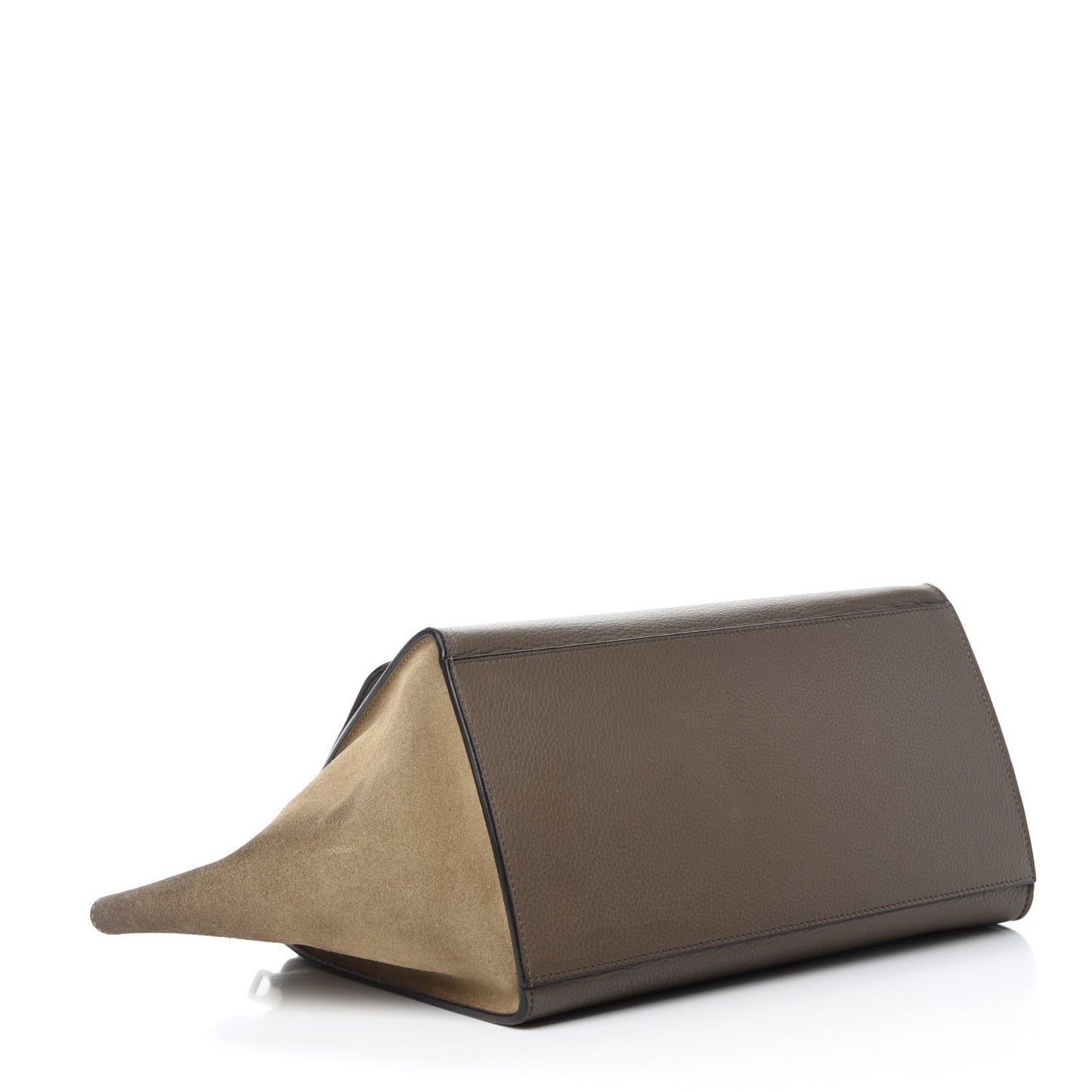 Drummed Calfskin Suede Small Trapeze Taupe