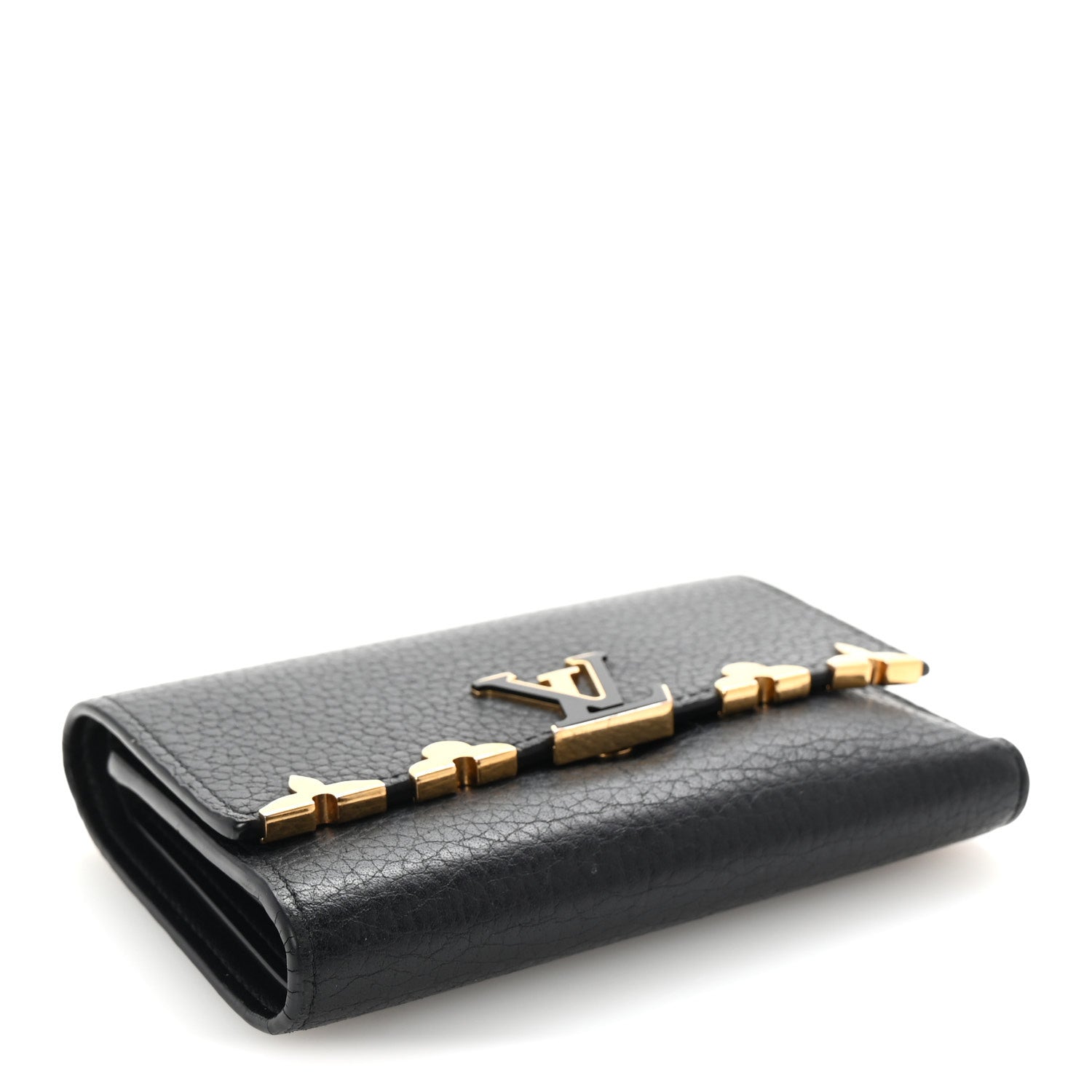 Louis Vuitton Taurillon Embellished Capucines Compact Wallet Black 4 of 7