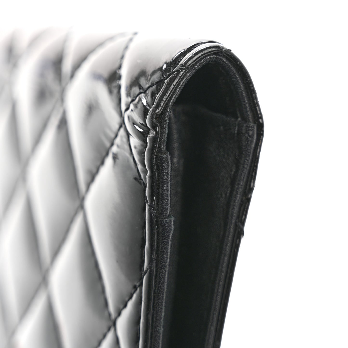 Patent Quilted Brilliant Yen Wallet Black