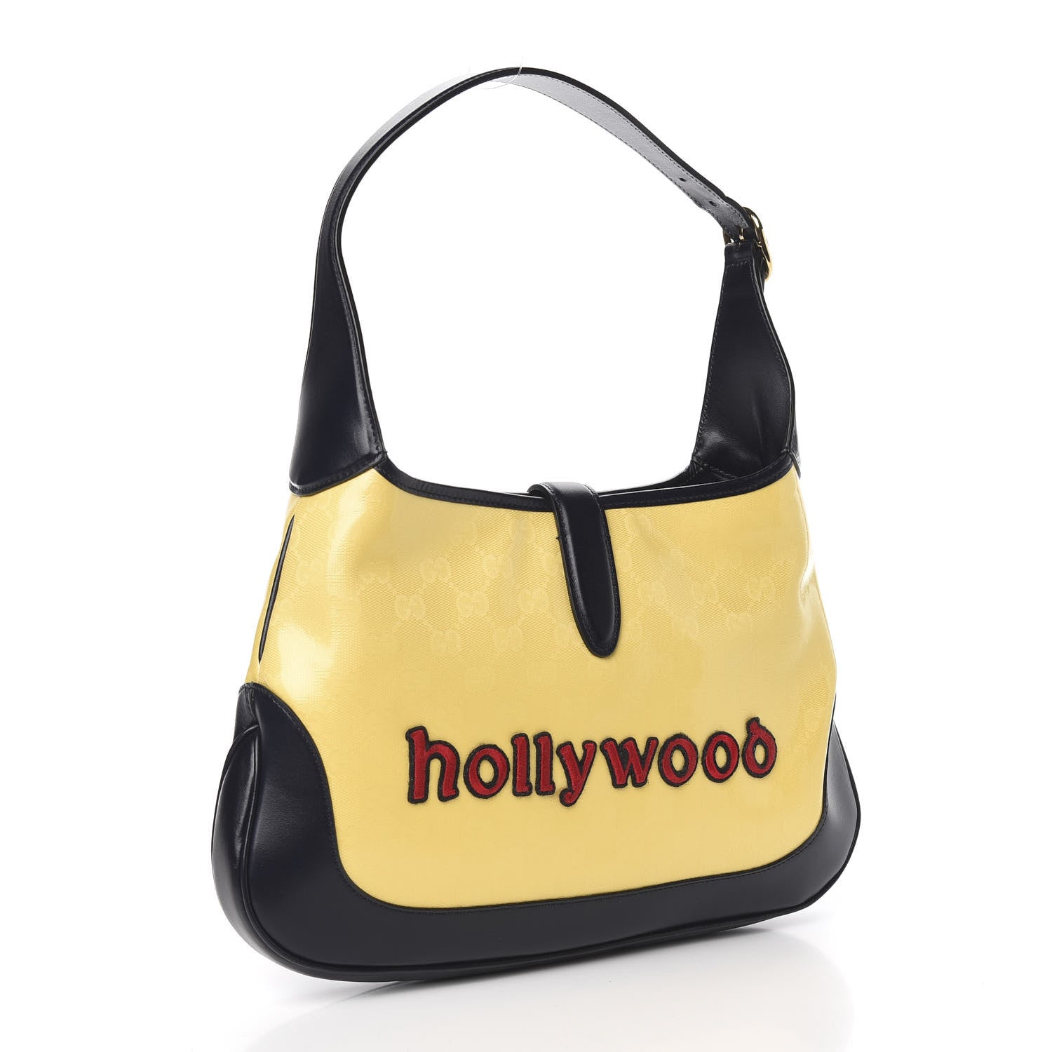Gucci Crystal Monogram Chateau Marmont Medium Jackie O Hobo Straw Yellow Blue 3 of 10