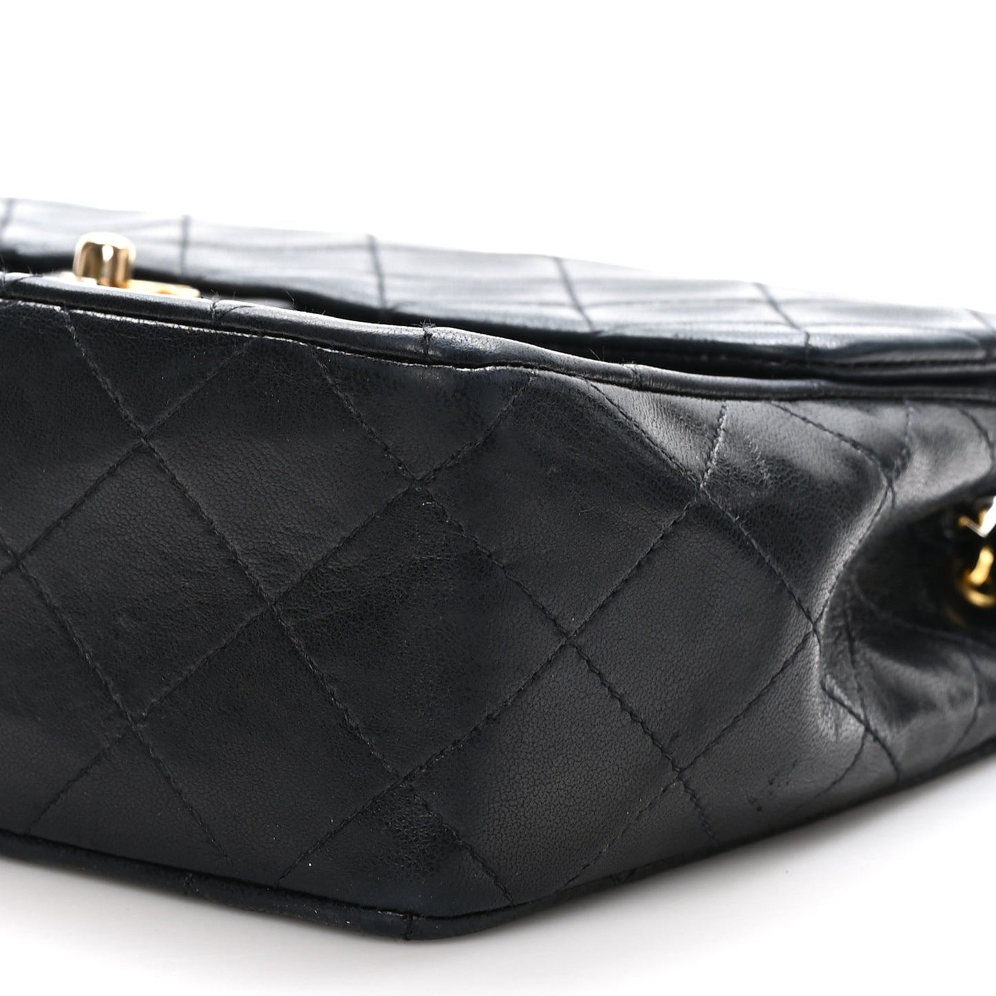 Lambskin Quilted Mini Square Flap Bag Black
