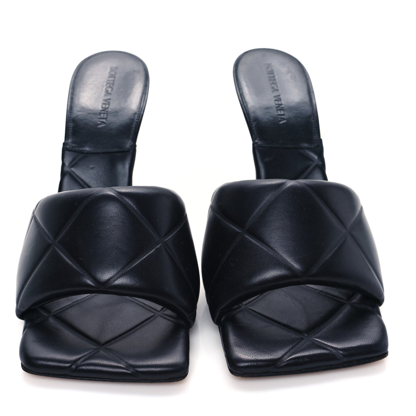 Nappa Quilted Rubber Lido Mule Sandals 41 Black