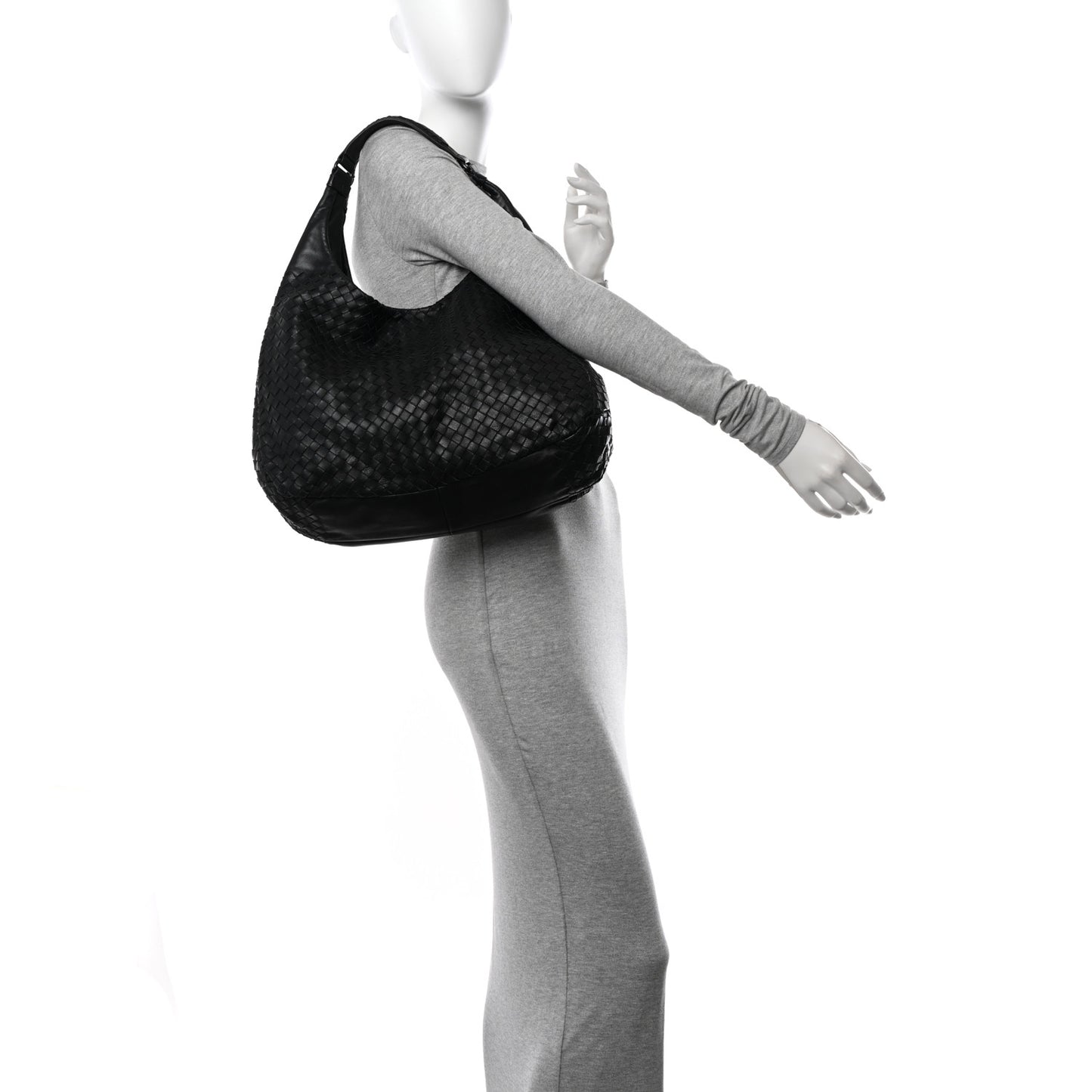 Nappa Intrecciato Medium Veneta Hobo Black