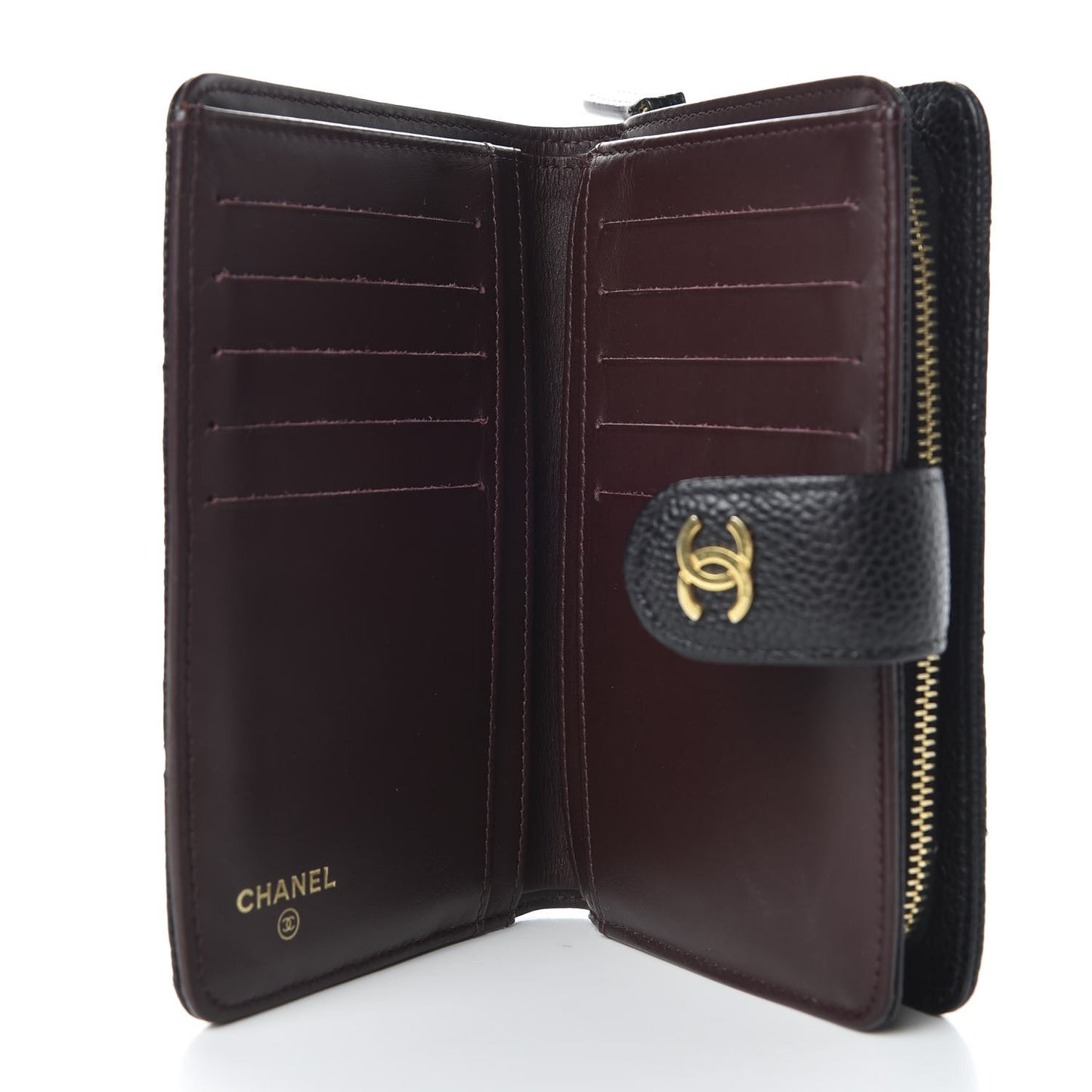 Caviar Quilted Zipped Pocket Wallet Black