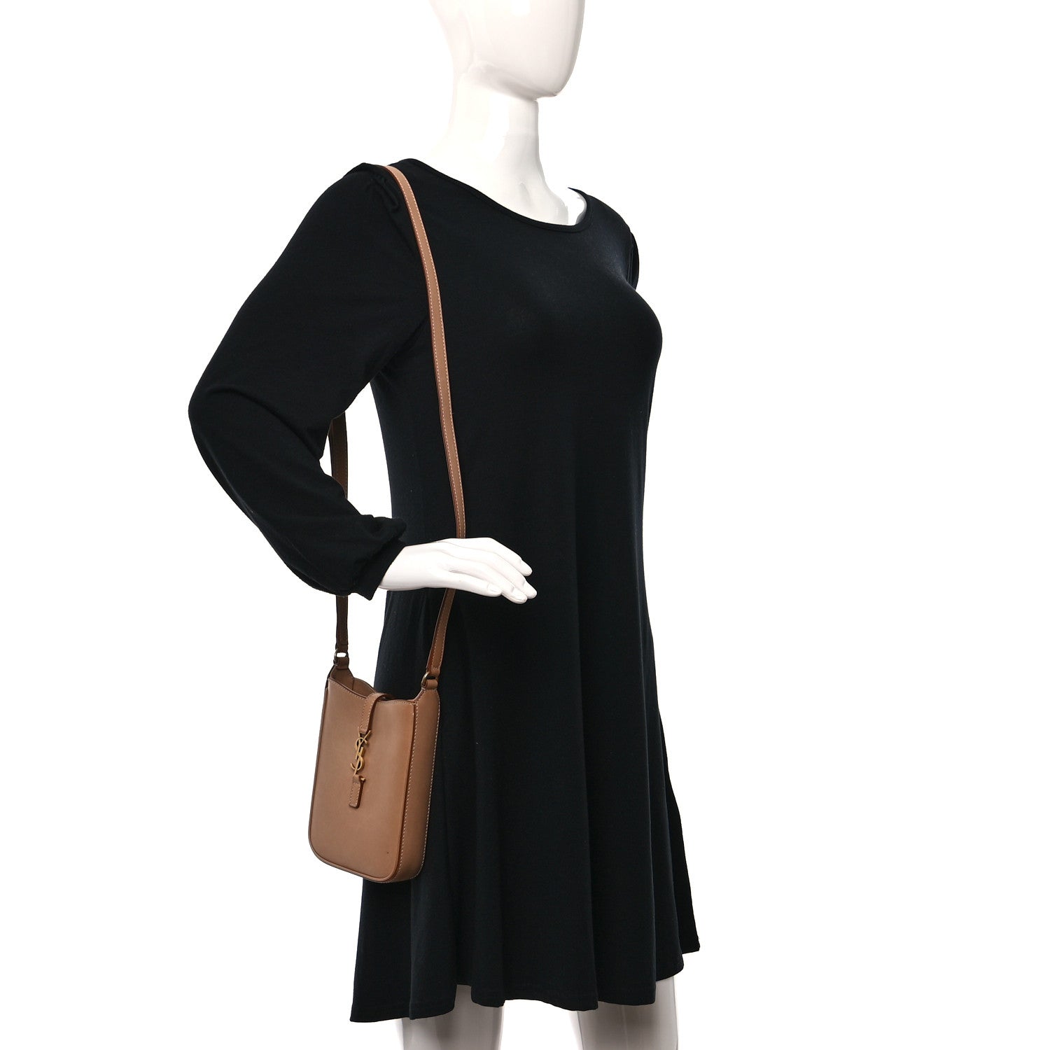 Saint Laurent Smooth Calfskin Le 5 A 7 Vertical Hobo Brown Gold 2 of 10