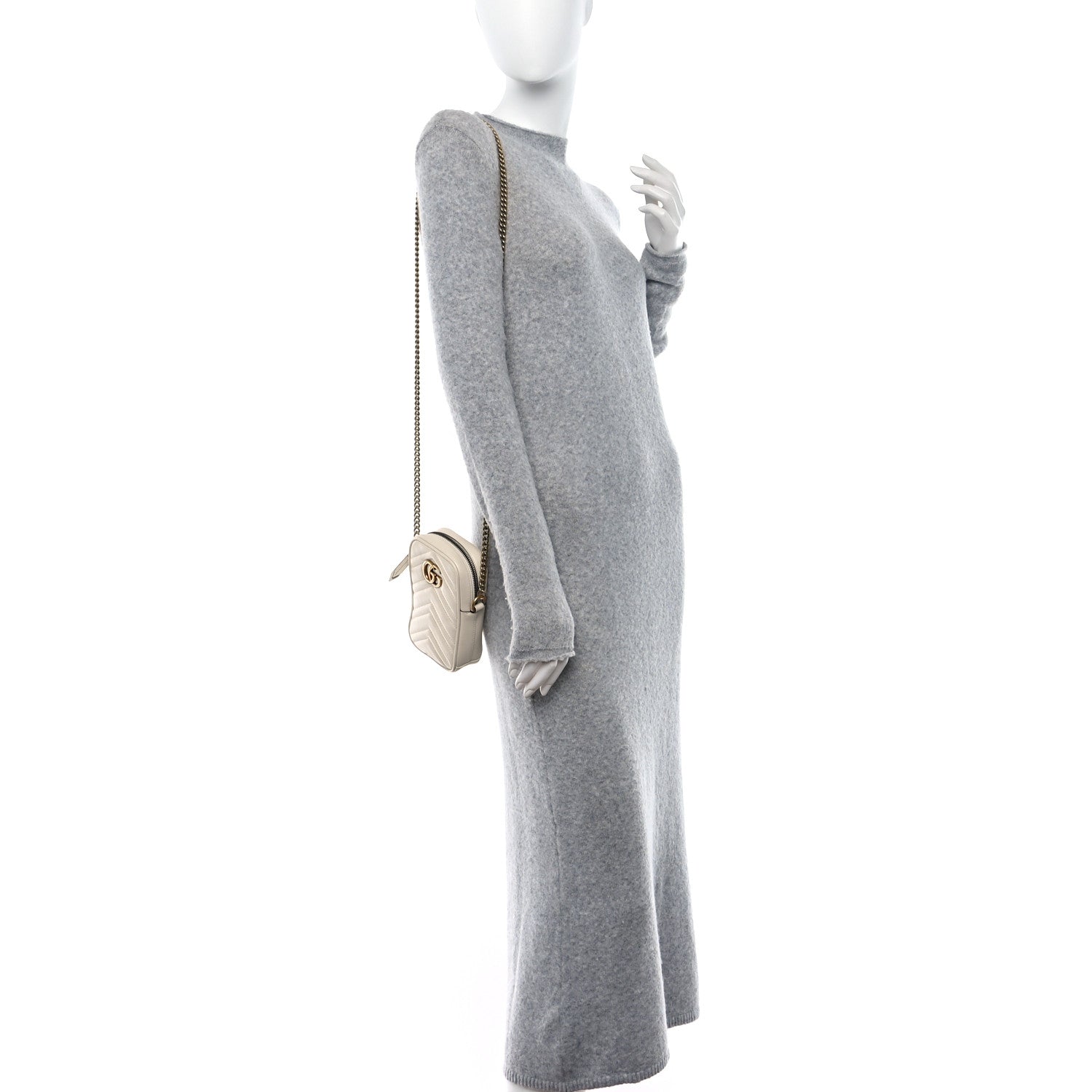 Gucci Calfskin Matelasse Mini GG Marmont Crossbody Bag White 2 of 10