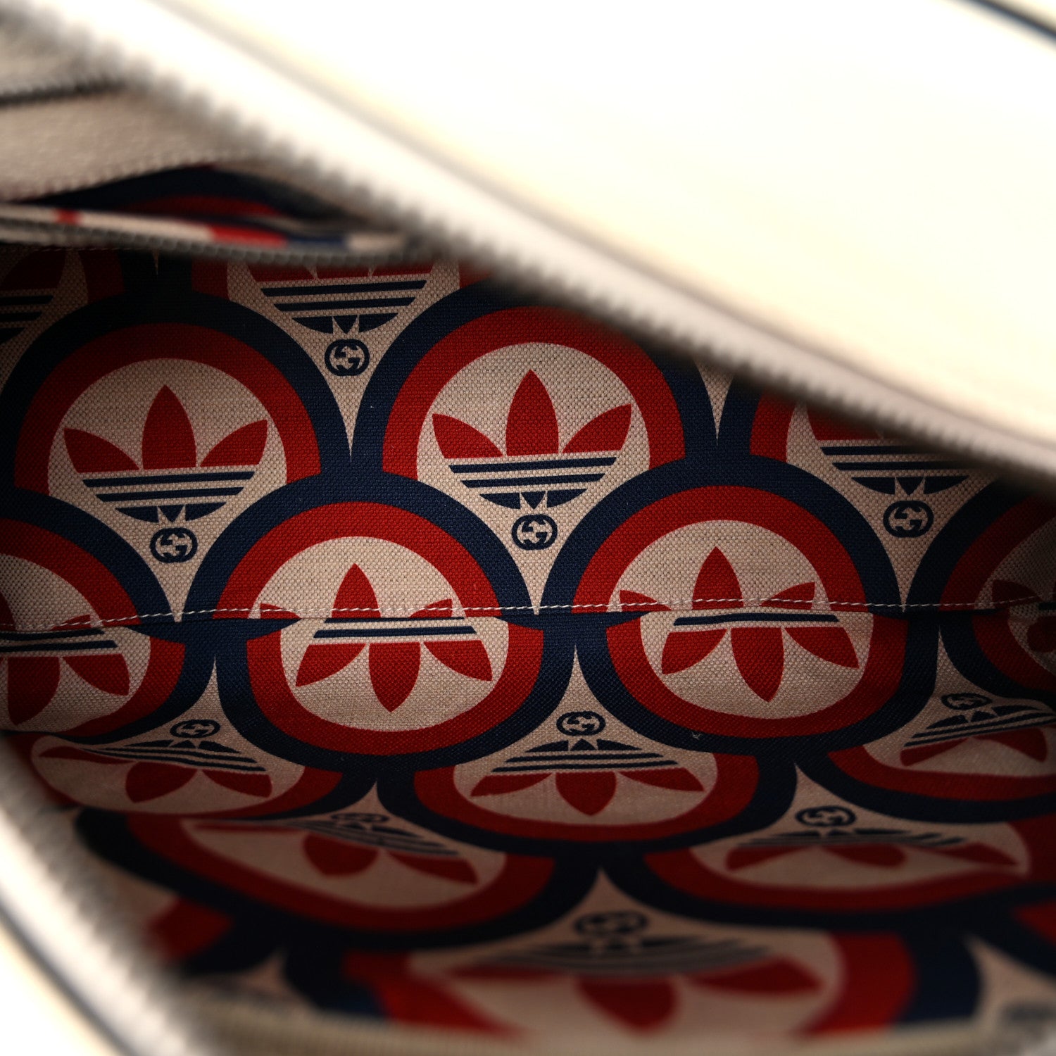 Gucci X ADIDAS Textured Dollar Calfskin Web Trefoil Logo Embossed Mini Bowling Bag Off White 5 of 11