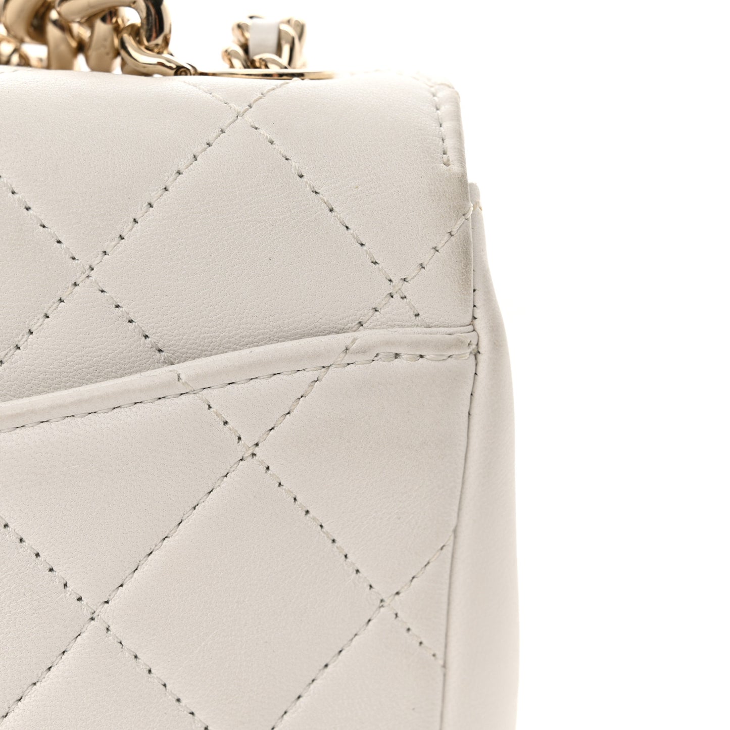 Lambskin Quilted Studded Beauty Begins Flap White