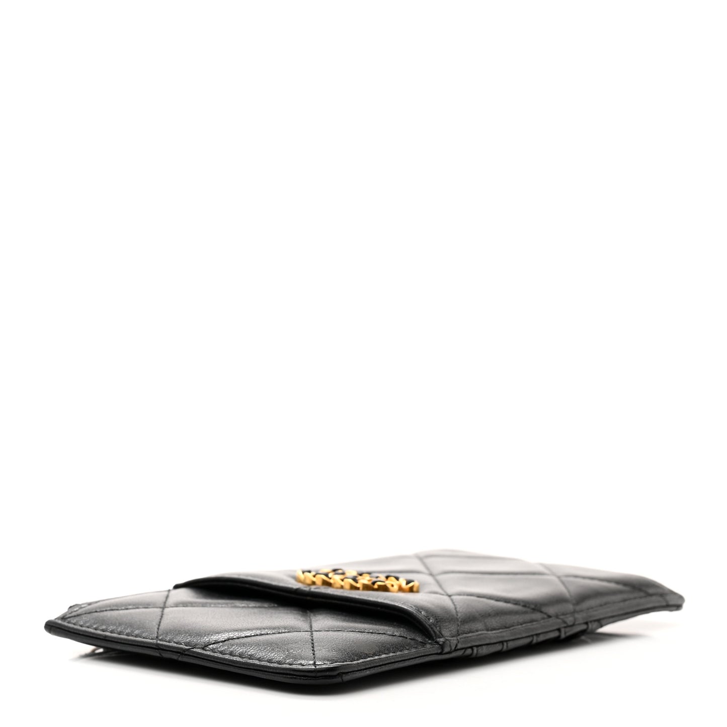 Lambskin Quilted Chanel 19 Phone and Card Holder Black