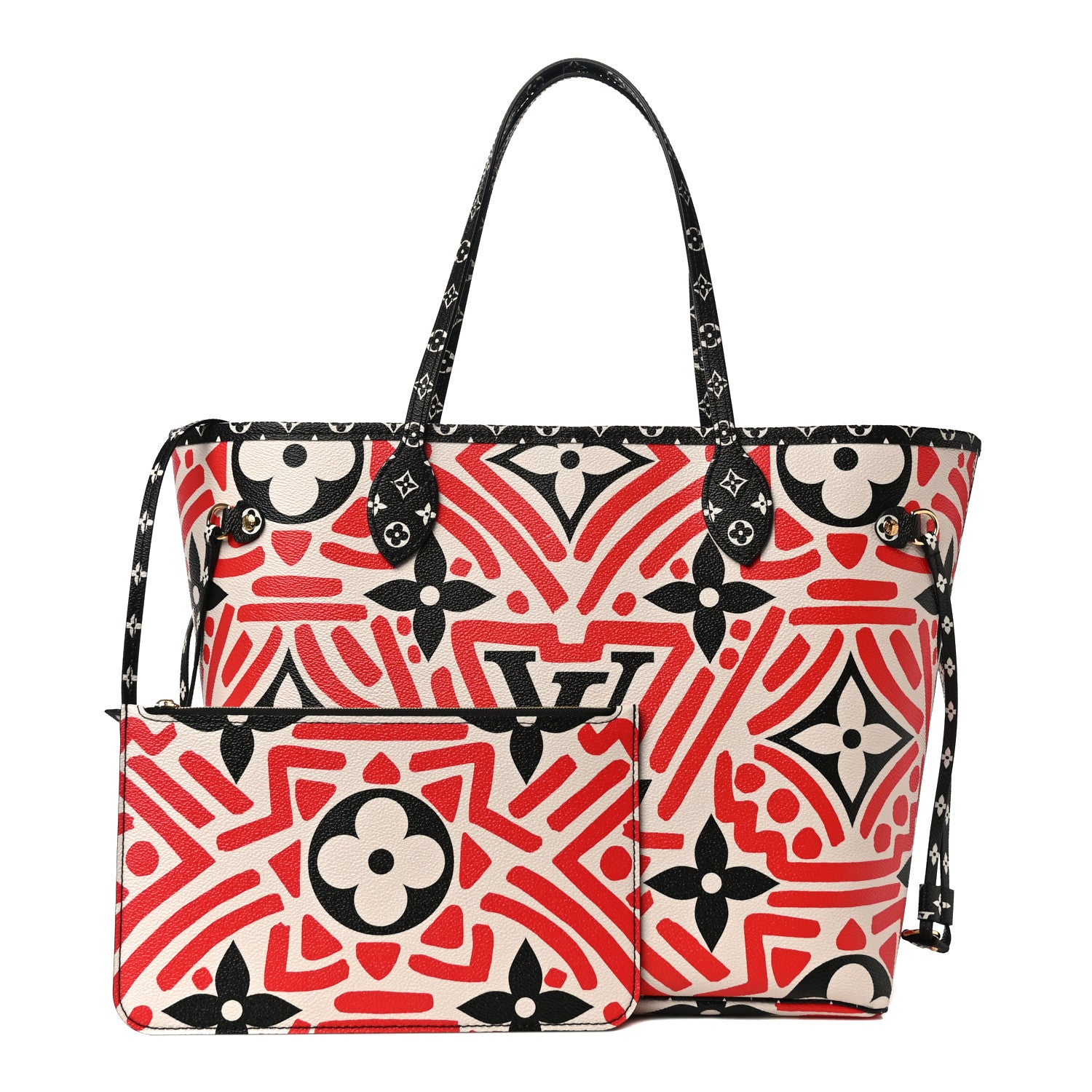 Louis Vuitton Monogram Giant Crafty Neverfull MM Creme Rouge Black