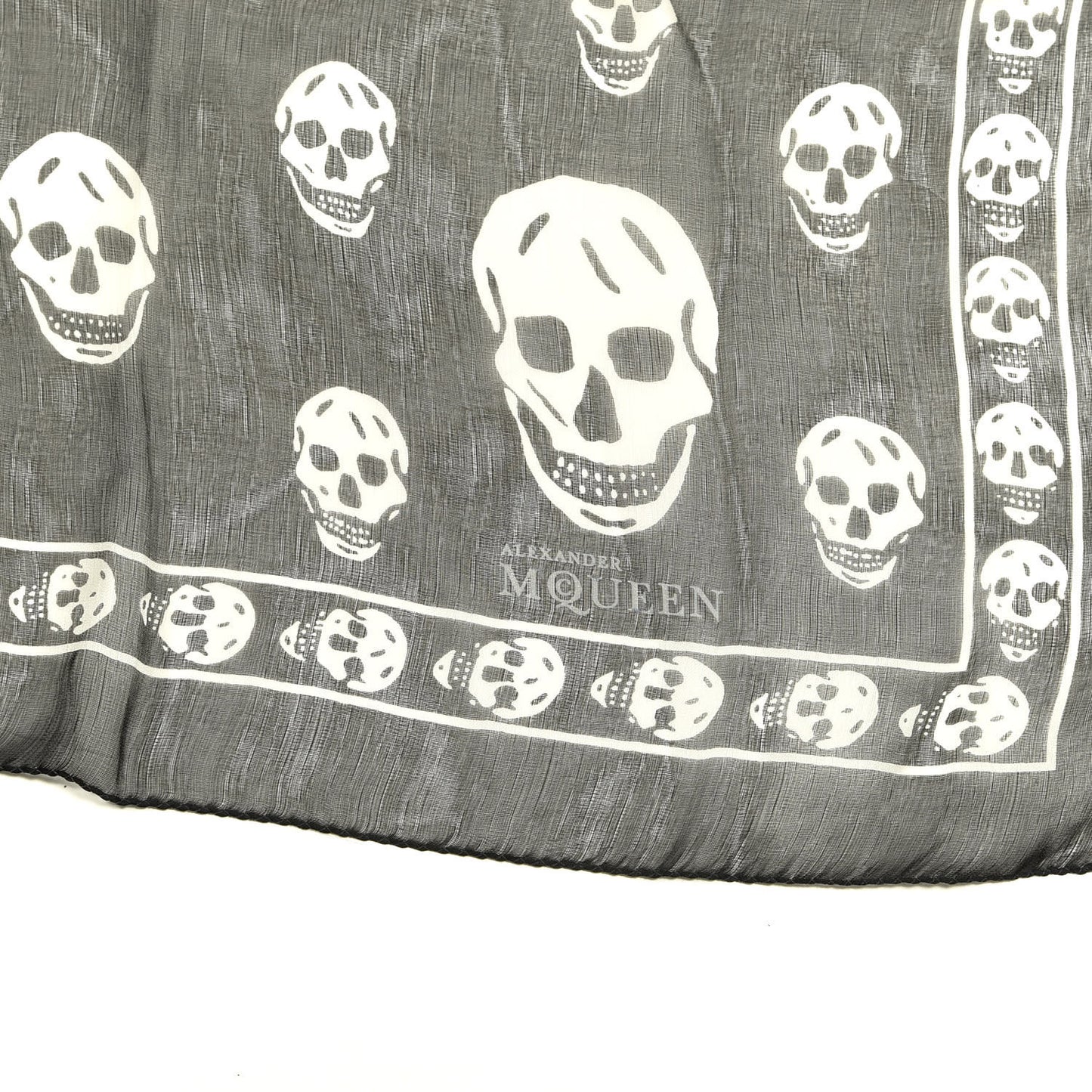 Silk Chiffon Skull Scarf Black Ivory