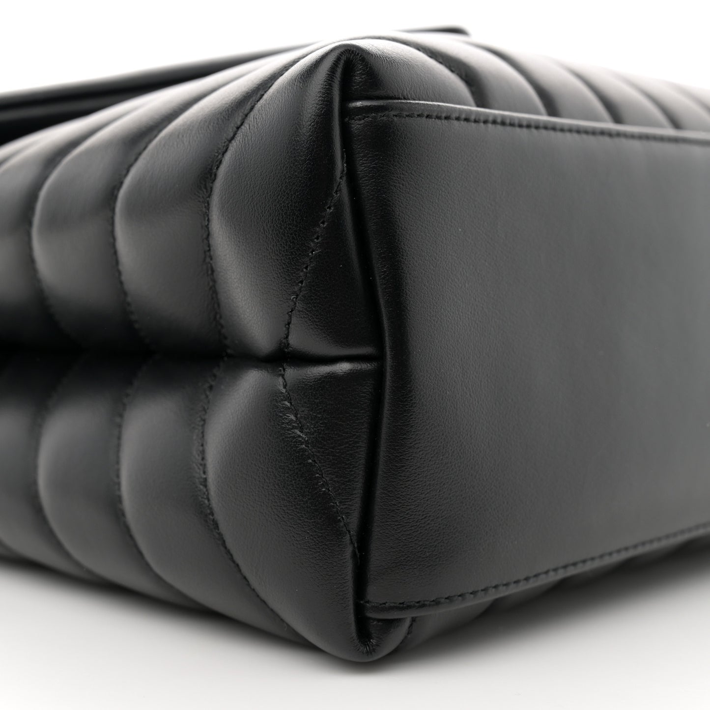 Calfskin Y Quilted Monogram Medium Loulou Chain Satchel Black