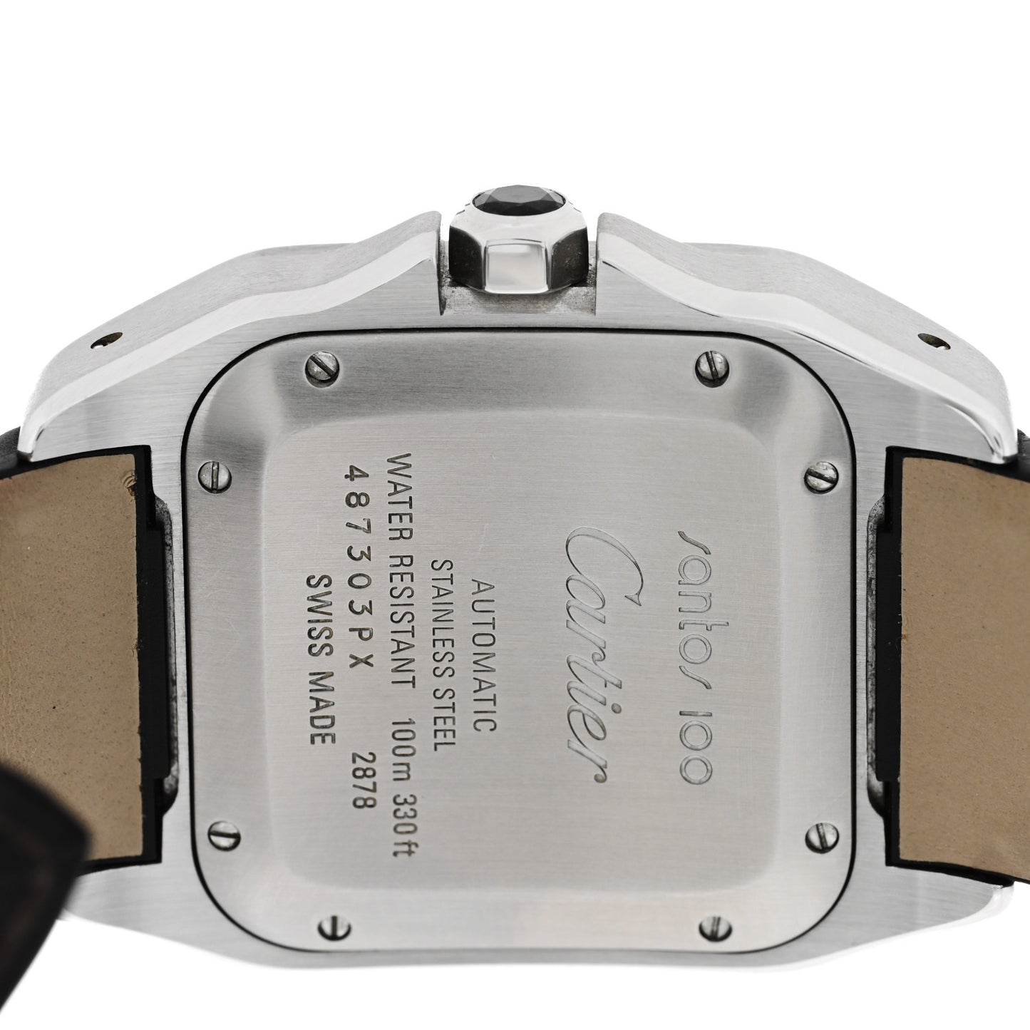 Stainless Steel 18K Yellow Gold 33mm Santos 100 Automatic Watch Brown