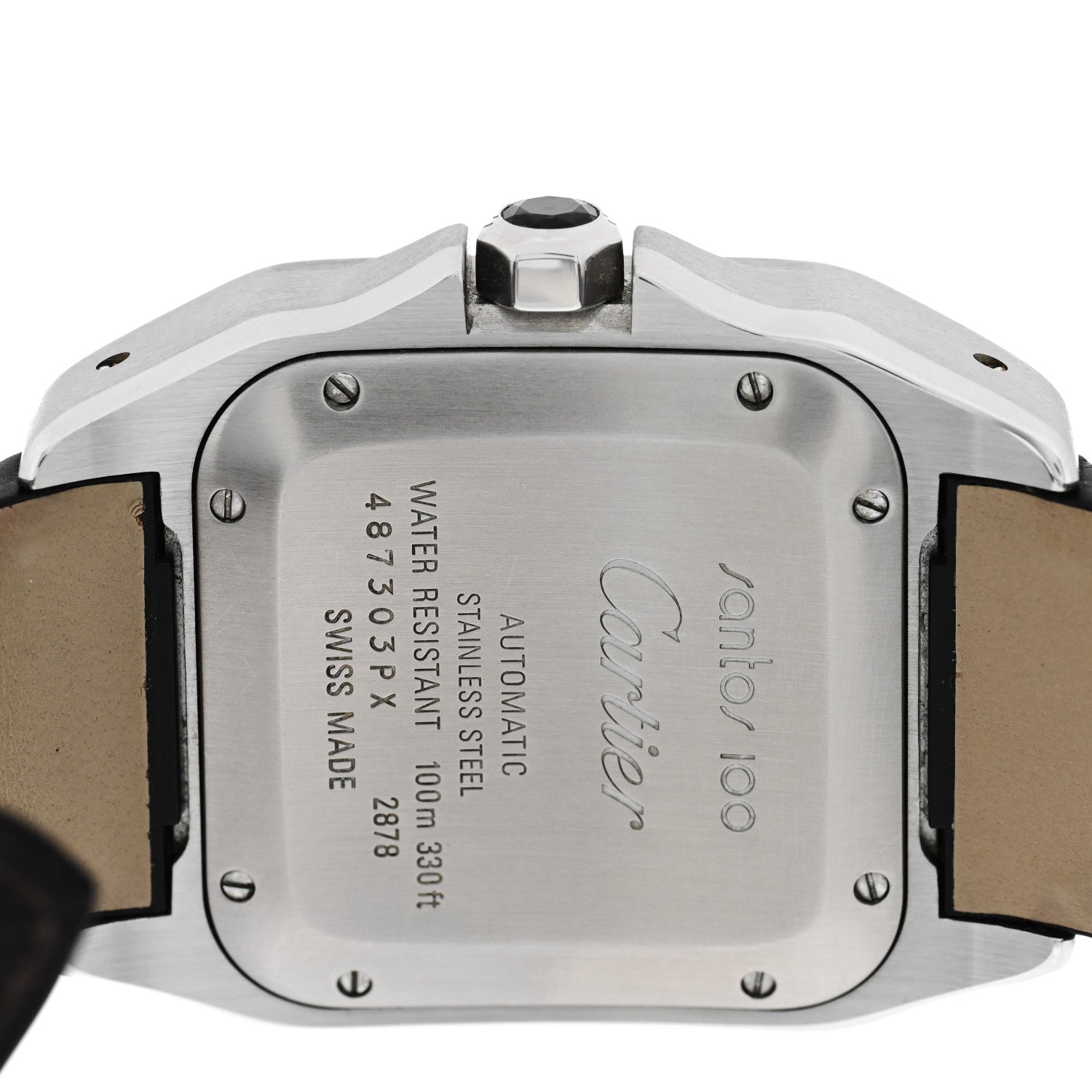Cartier Stainless Steel 18K Yellow Gold 33mm Santos 100 Automatic Watch Brown 4 of 4