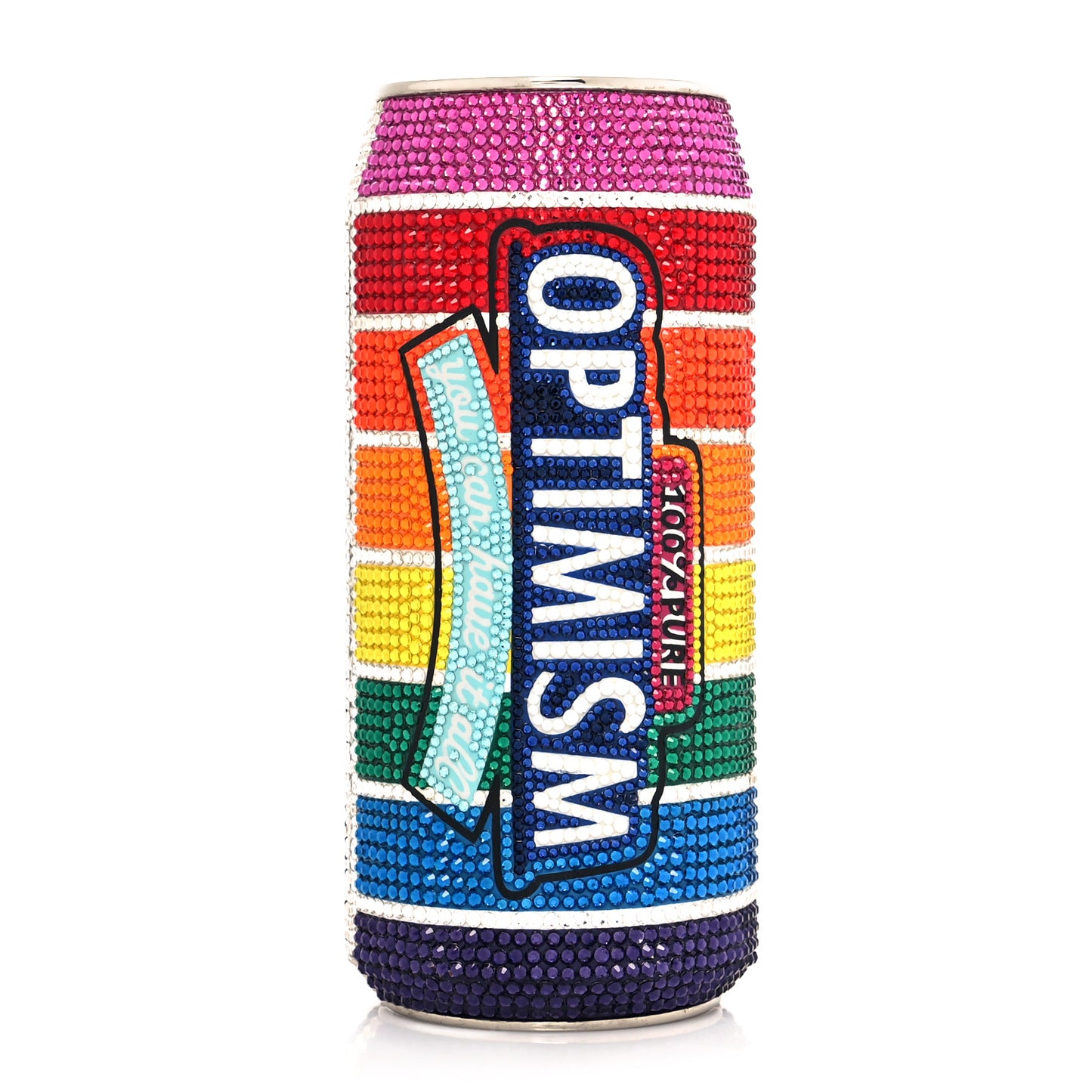 Crystal Optimism Can Minaudiere Clutch Silver Multicolor