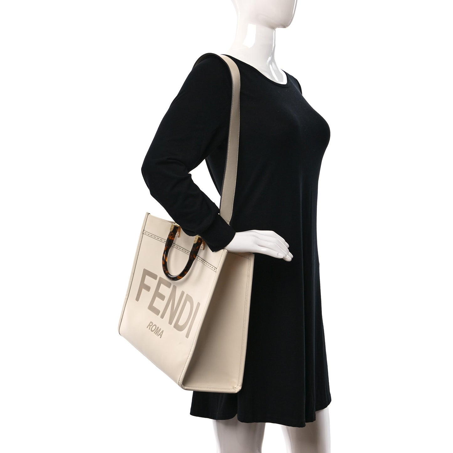 Vitello King Plexiglass Medium Fendi Sunshine Shopper Tote White Ice