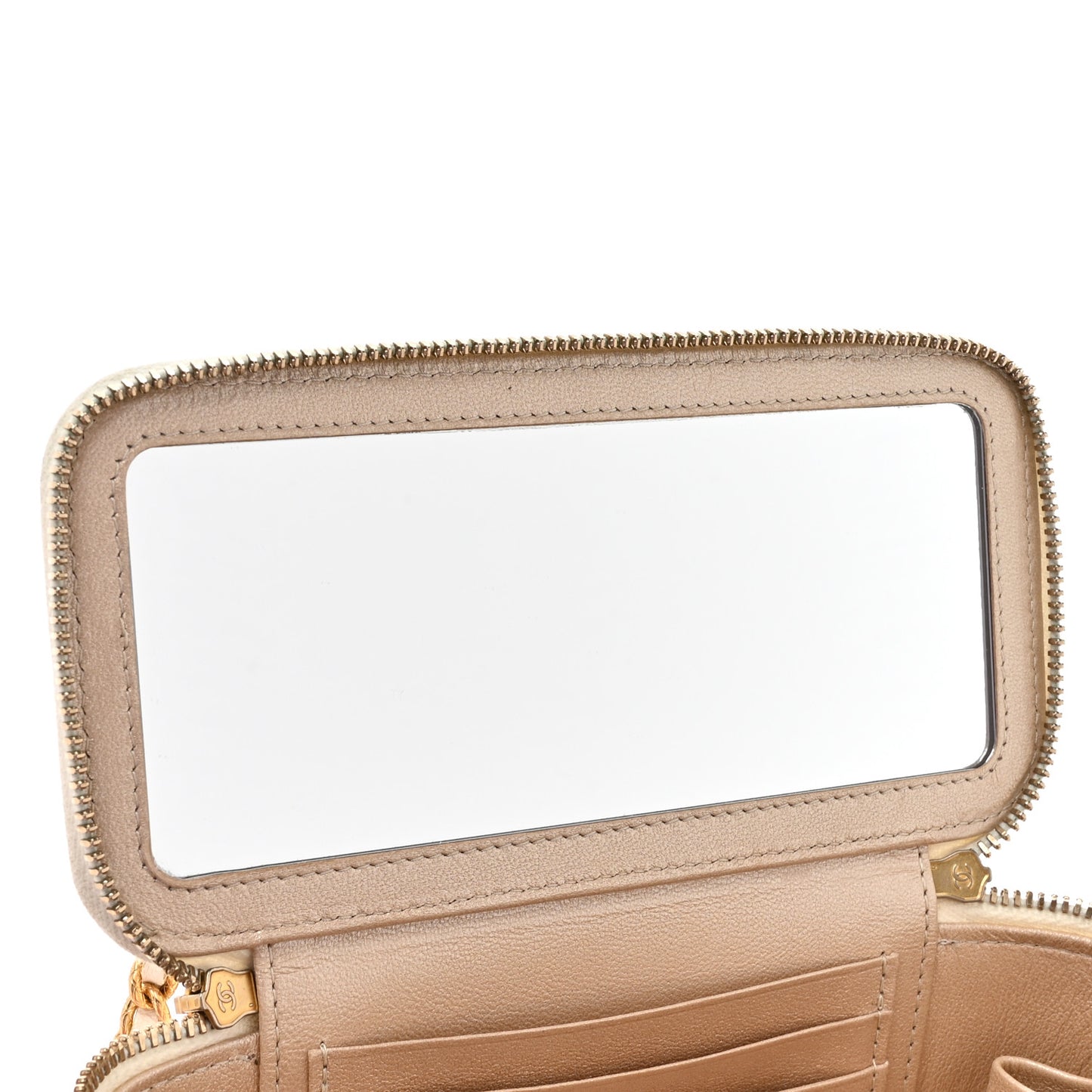 Lambskin Quilted Small CC Dynasty Vanity Case With Chain White