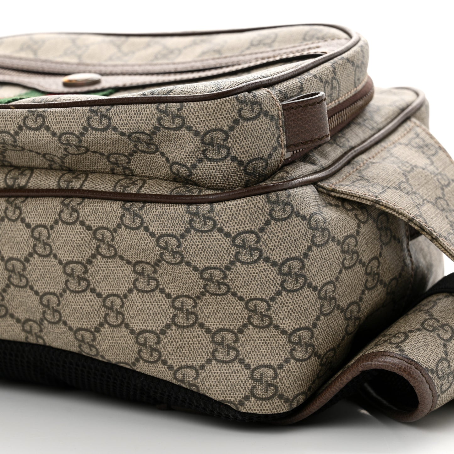 Soft GG Supreme Monogram Textured Dollar Calfskin Web Ophidia Pouch Pocket Belt Bag Beige Ebony New Acero Black