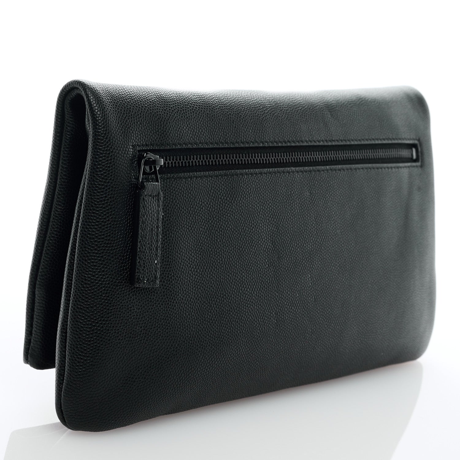 Saint Laurent Grain De Poudre West Hollywood Monogram Fold Over Clutch Black 3 of 6