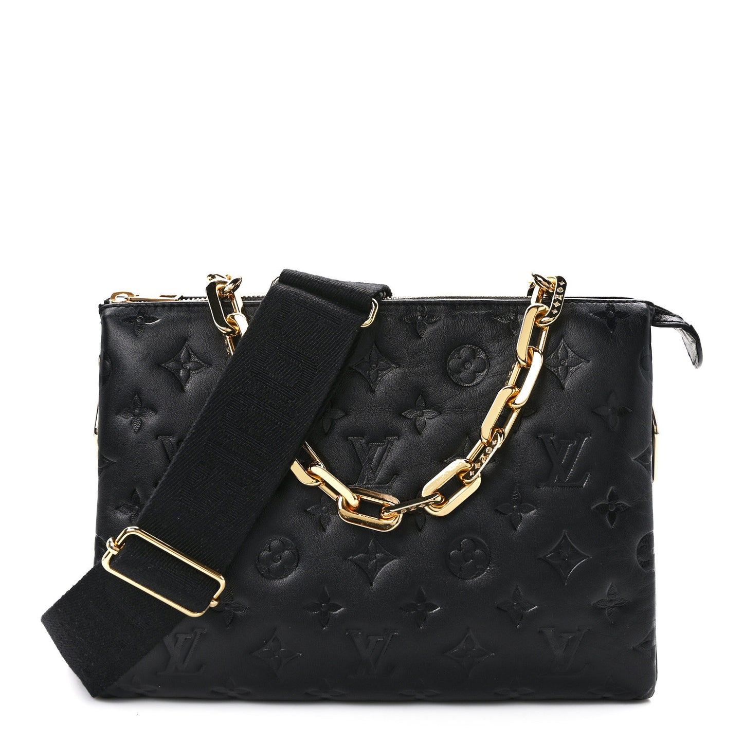 Lambskin Embossed Monogram Coussin PM Black