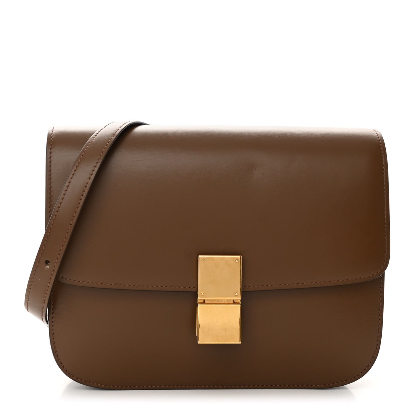 Box Calfskin Medium Classic Box Flap Bag Camel