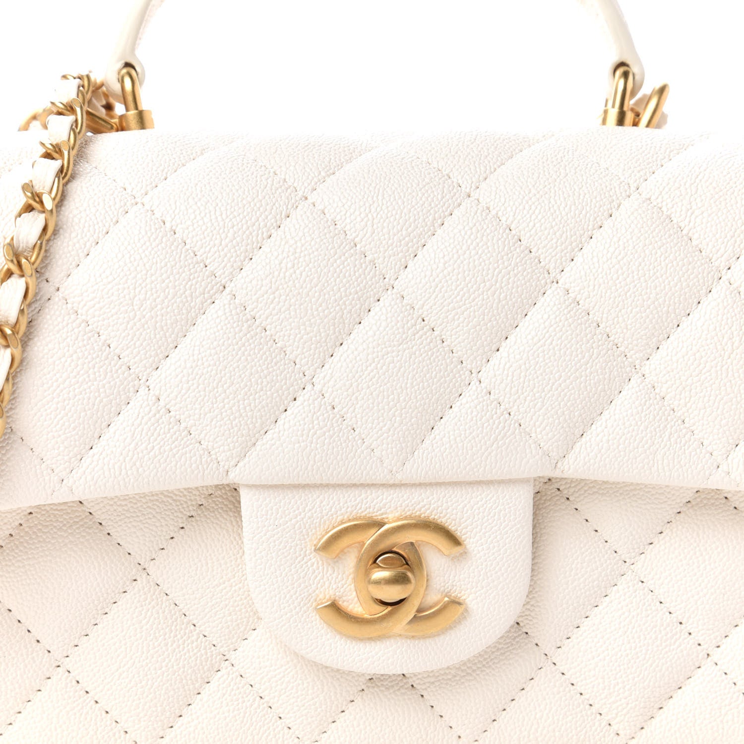 Chanel Caviar Quilted Mini Top Handle Rectangular Flap White 10 of 11