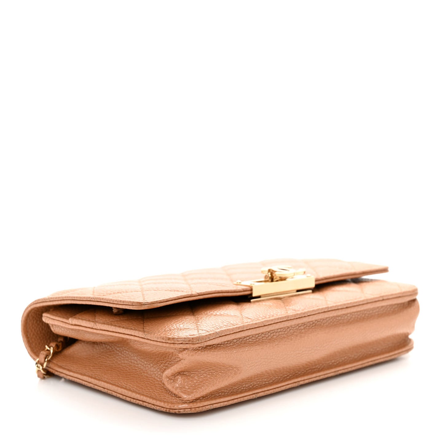 Caviar Quilted Golden Class Wallet On Chain WOC Beige