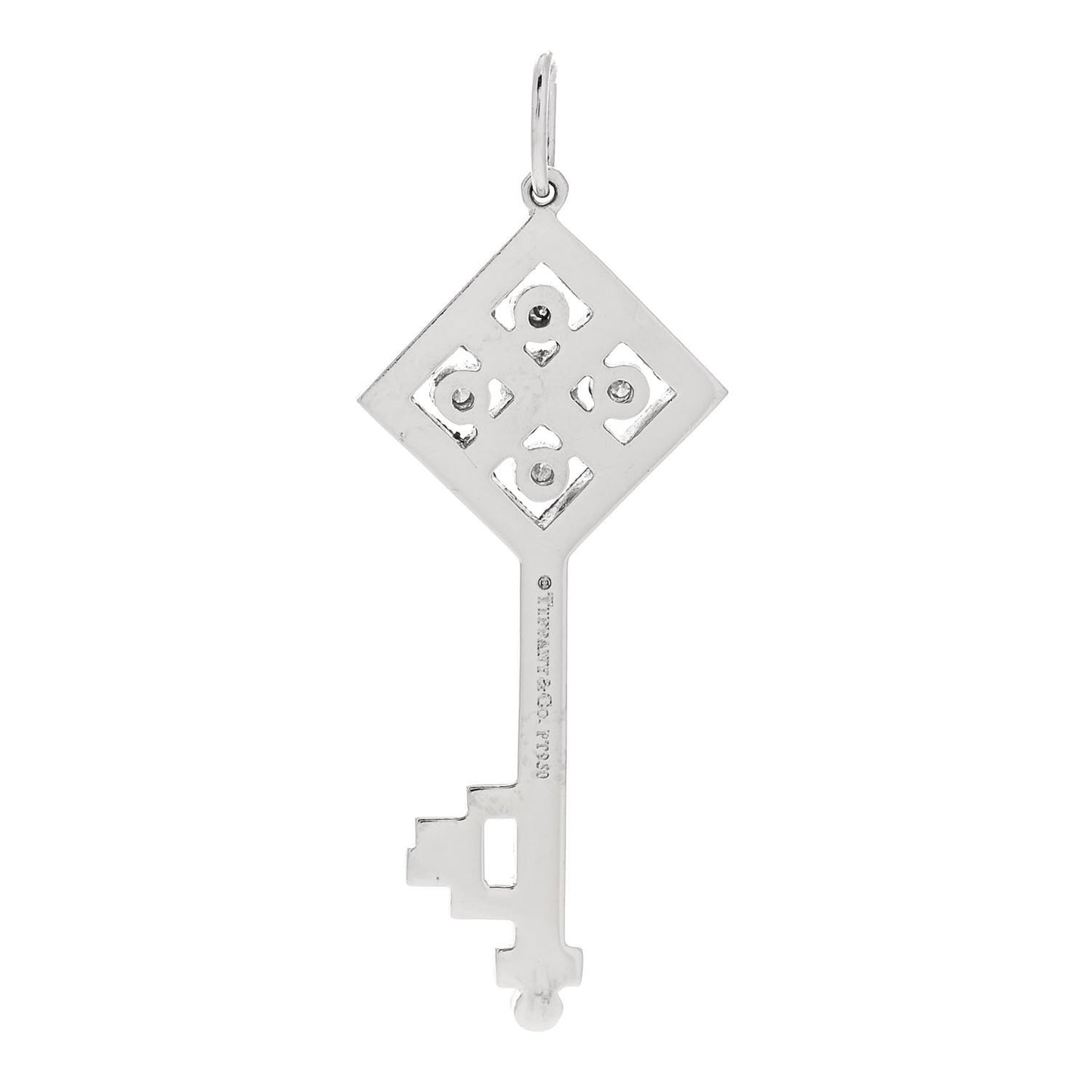 Platinum Diamond Small Checkerboard Key Pendant