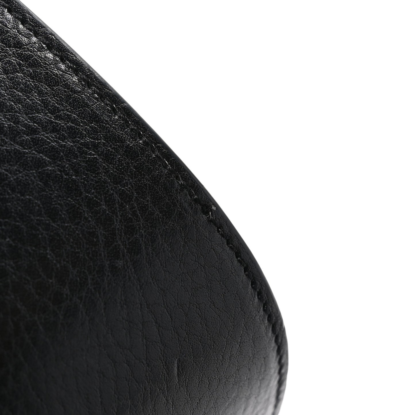 Grained Calfskin Half Moon Shoulder Bag Black
